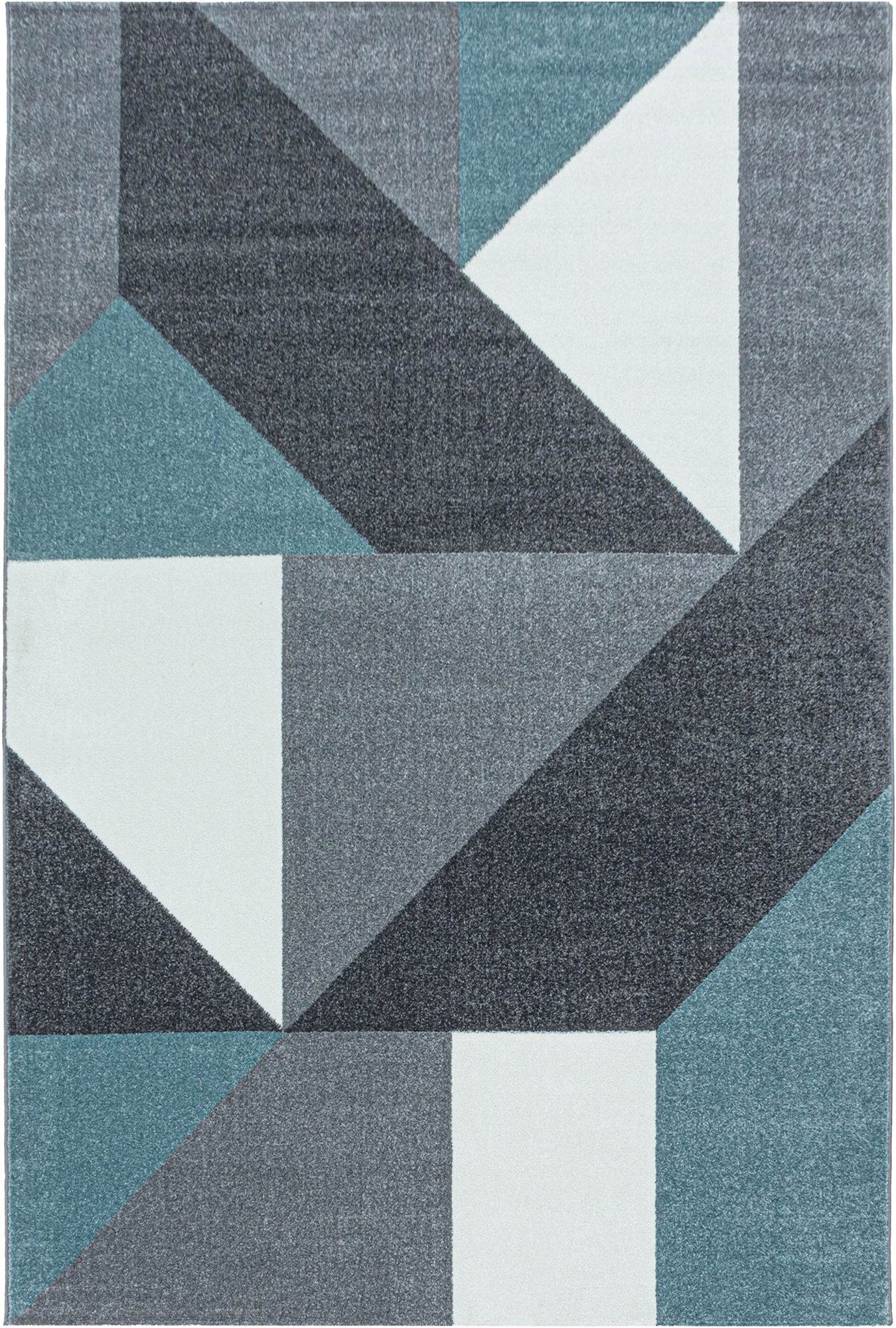 Modern Geometric Triangle Patchwork Area Rug | Blue