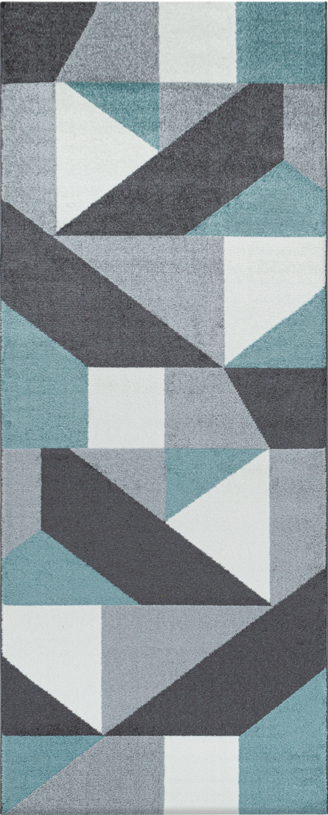 Modern Geometric Triangle Patchwork Area Rug | Blue