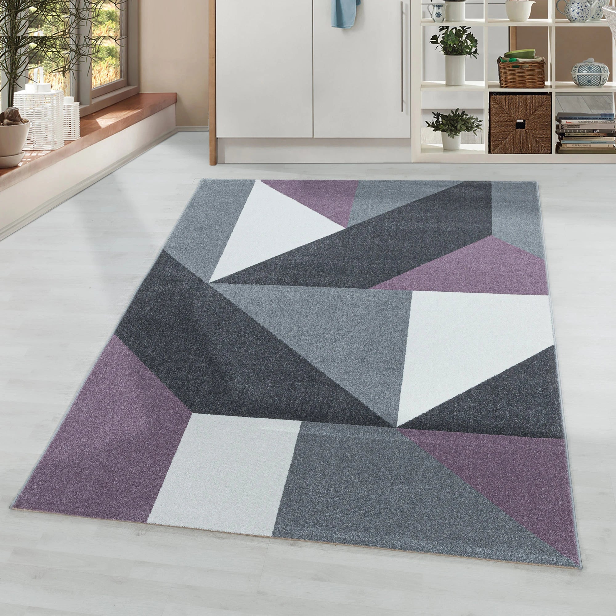 Modern Geometric Triangle Patchwork Area Rug | Lila