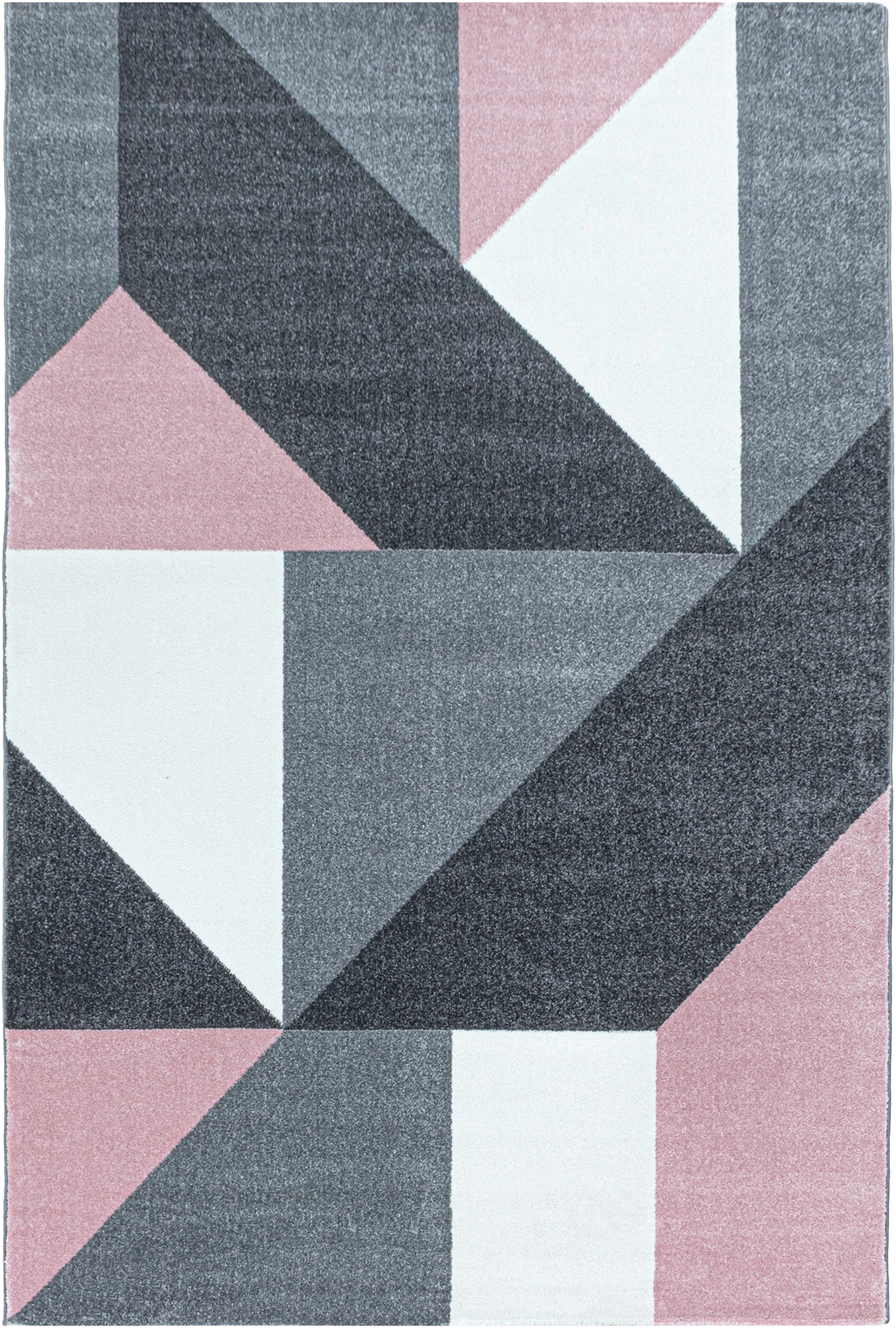 Modern Geometric Triangle Patchwork Area Rug | Pink