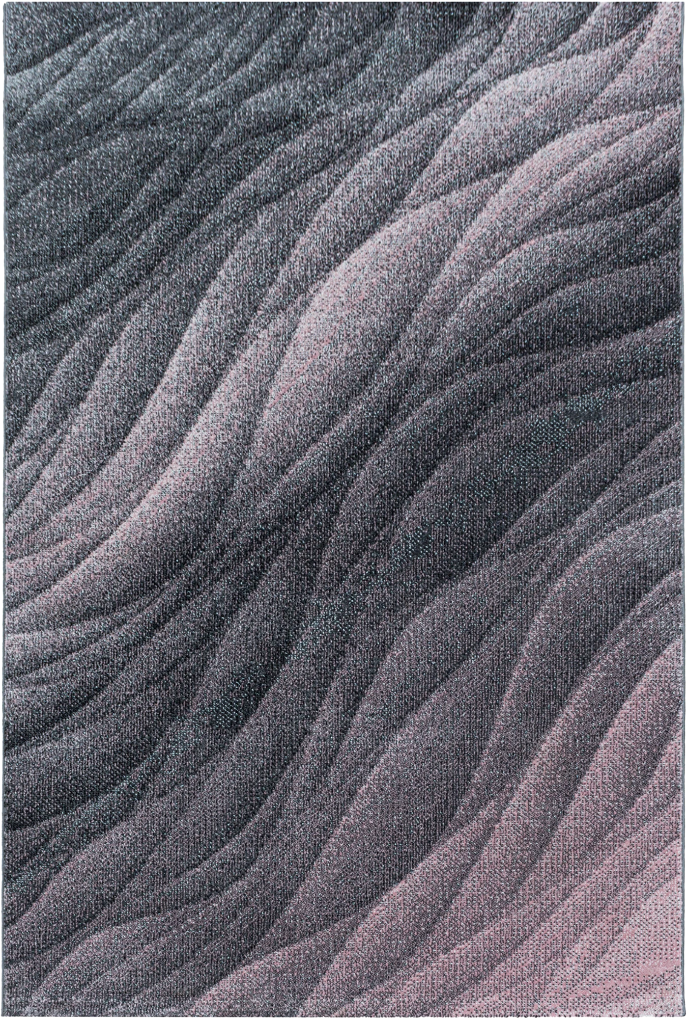 Modern Abstract Wave Contour Area Rug | Pink