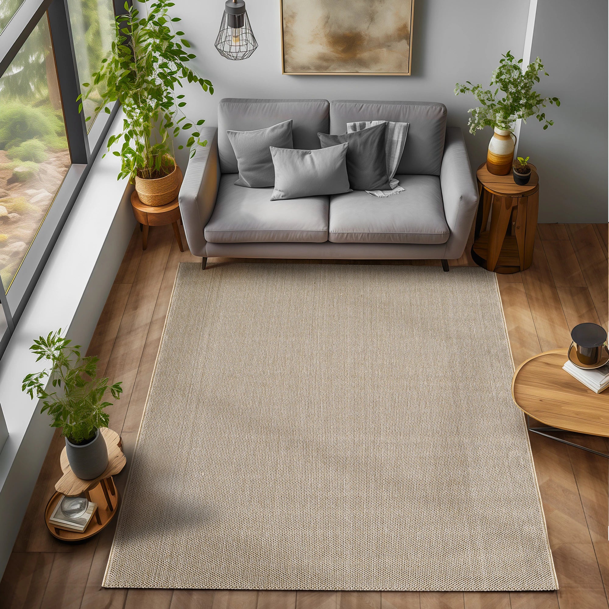 Soft Velvet Textured Rug | Beige