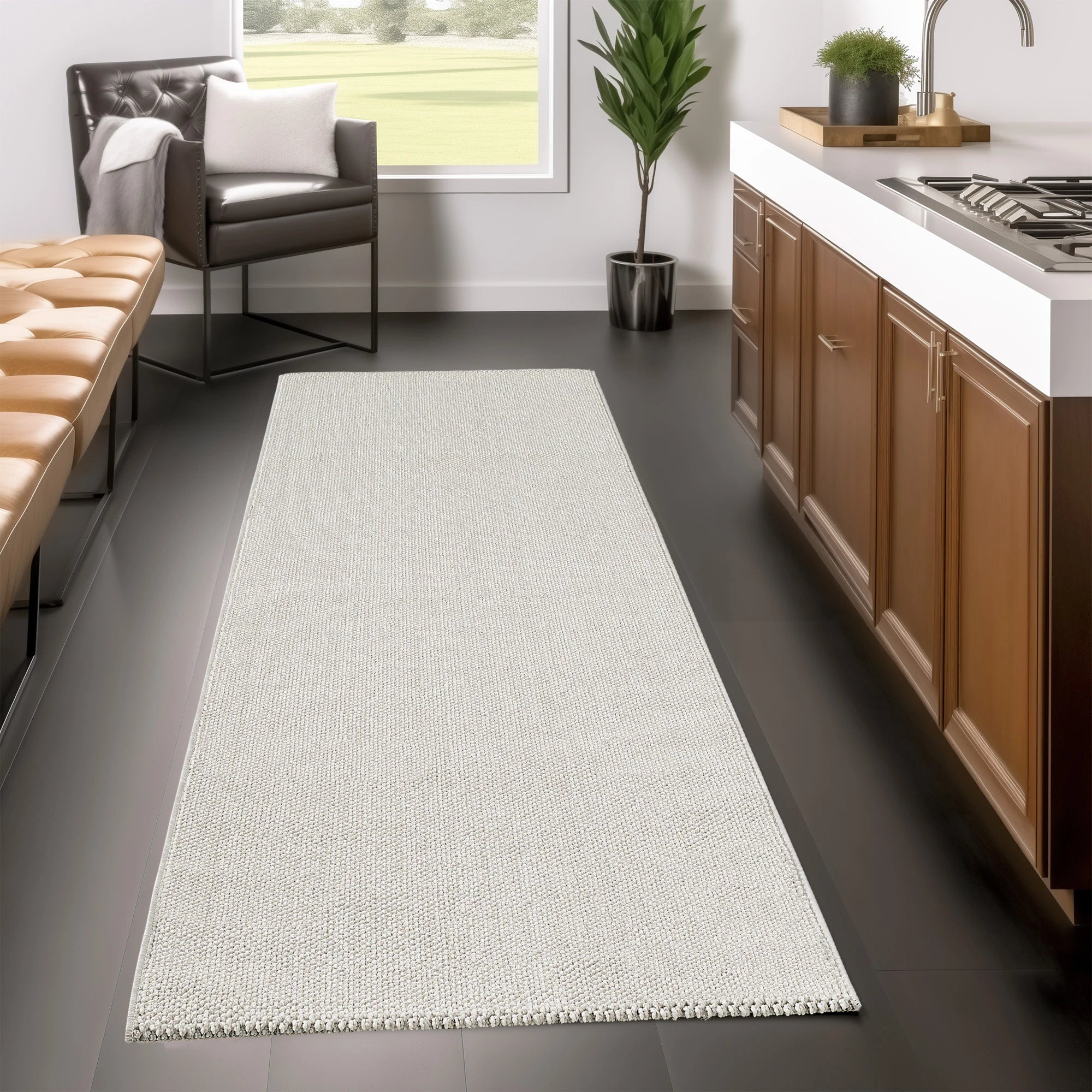 Soft Velvet Textured Rug | Cream