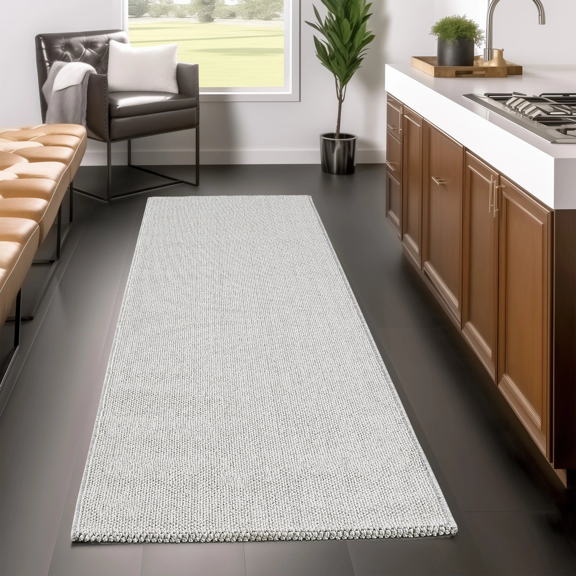 Soft Velvet Textured Rug | Silver