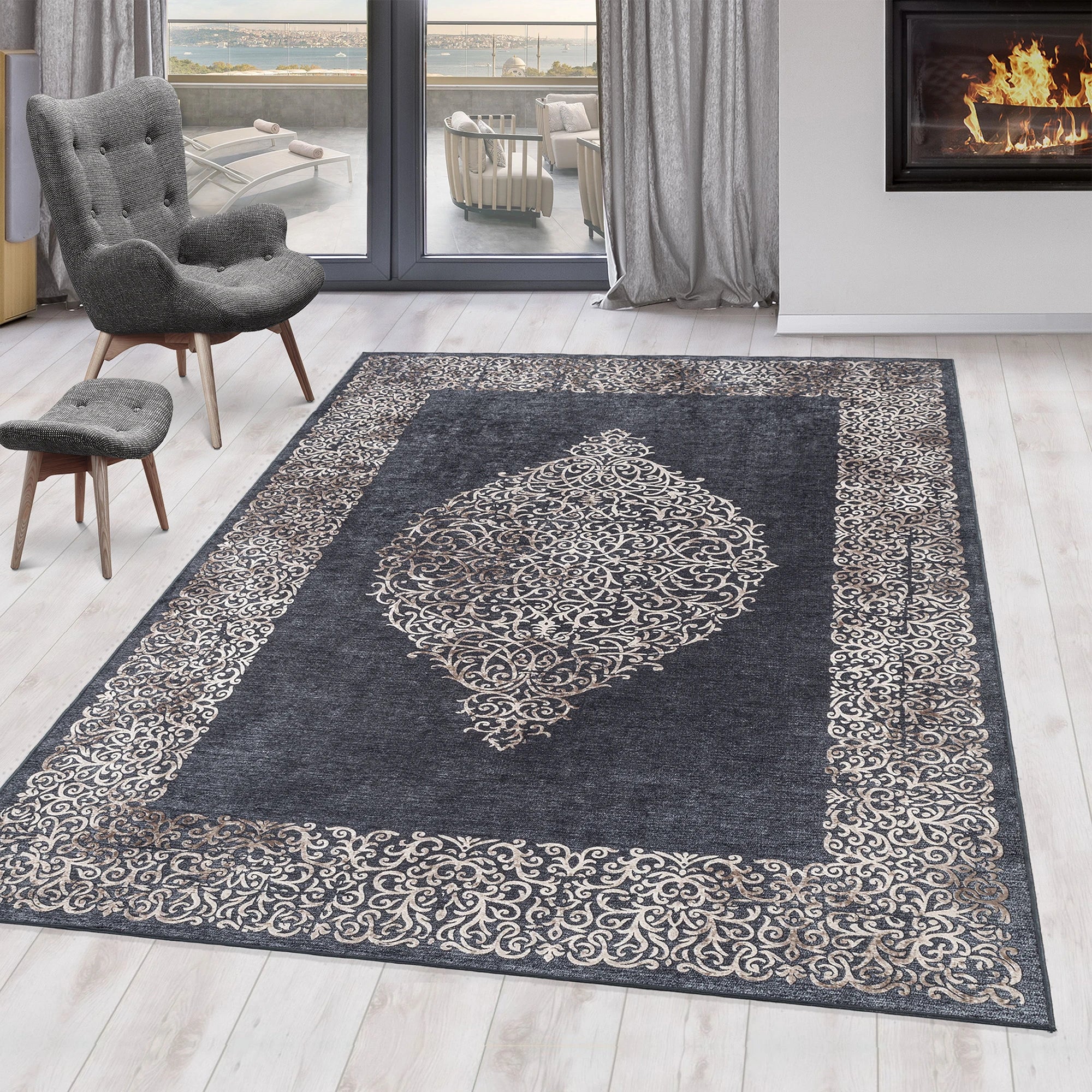 Baroque Rug Black