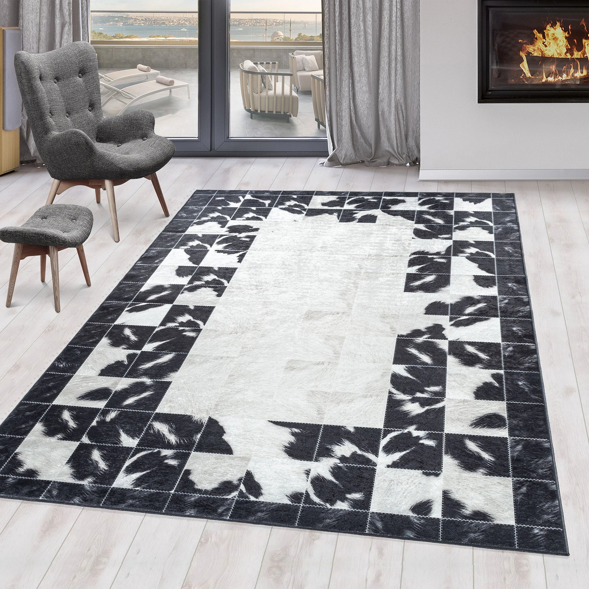 Patchwork Rug Black