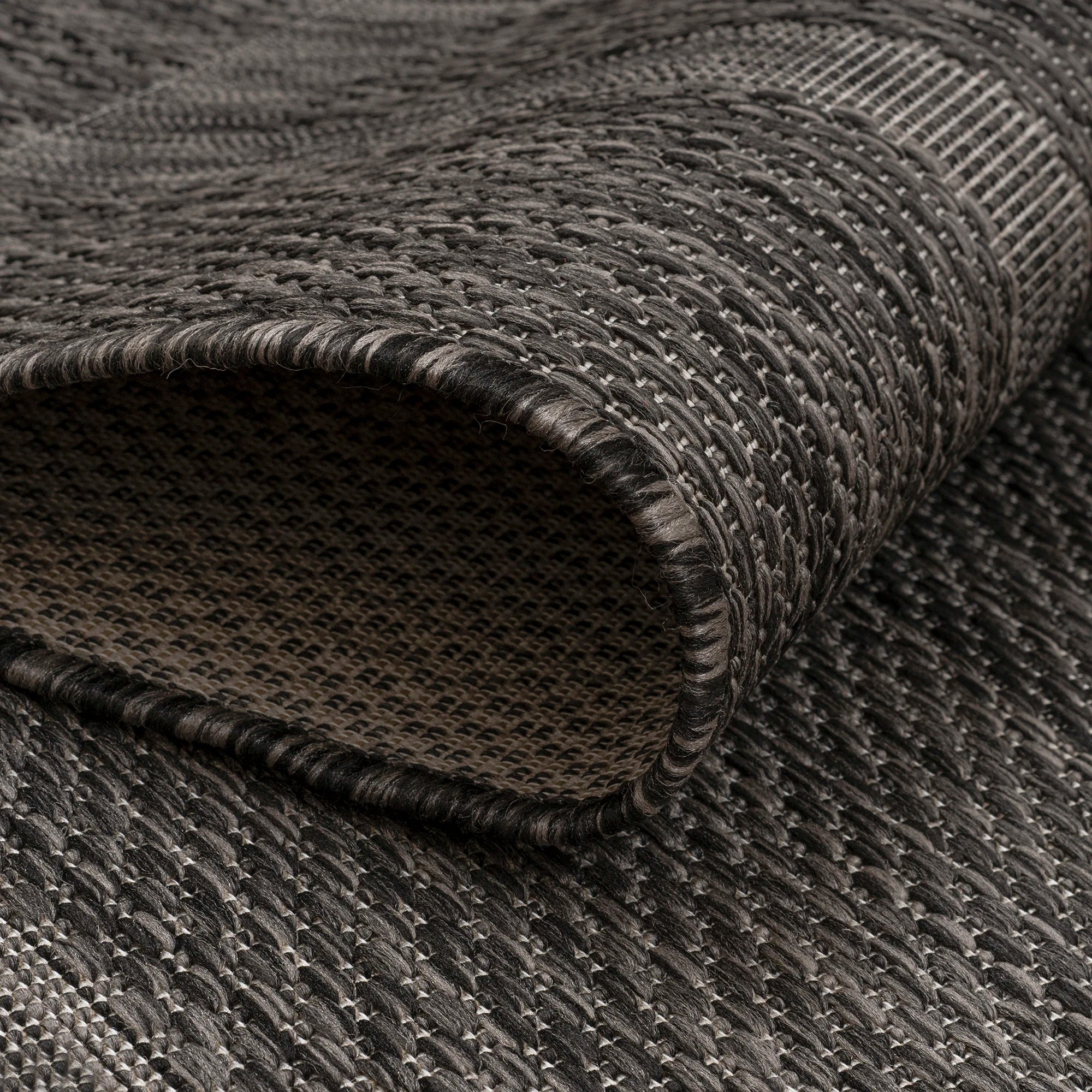 Durable Black Patio Rug | Border Design