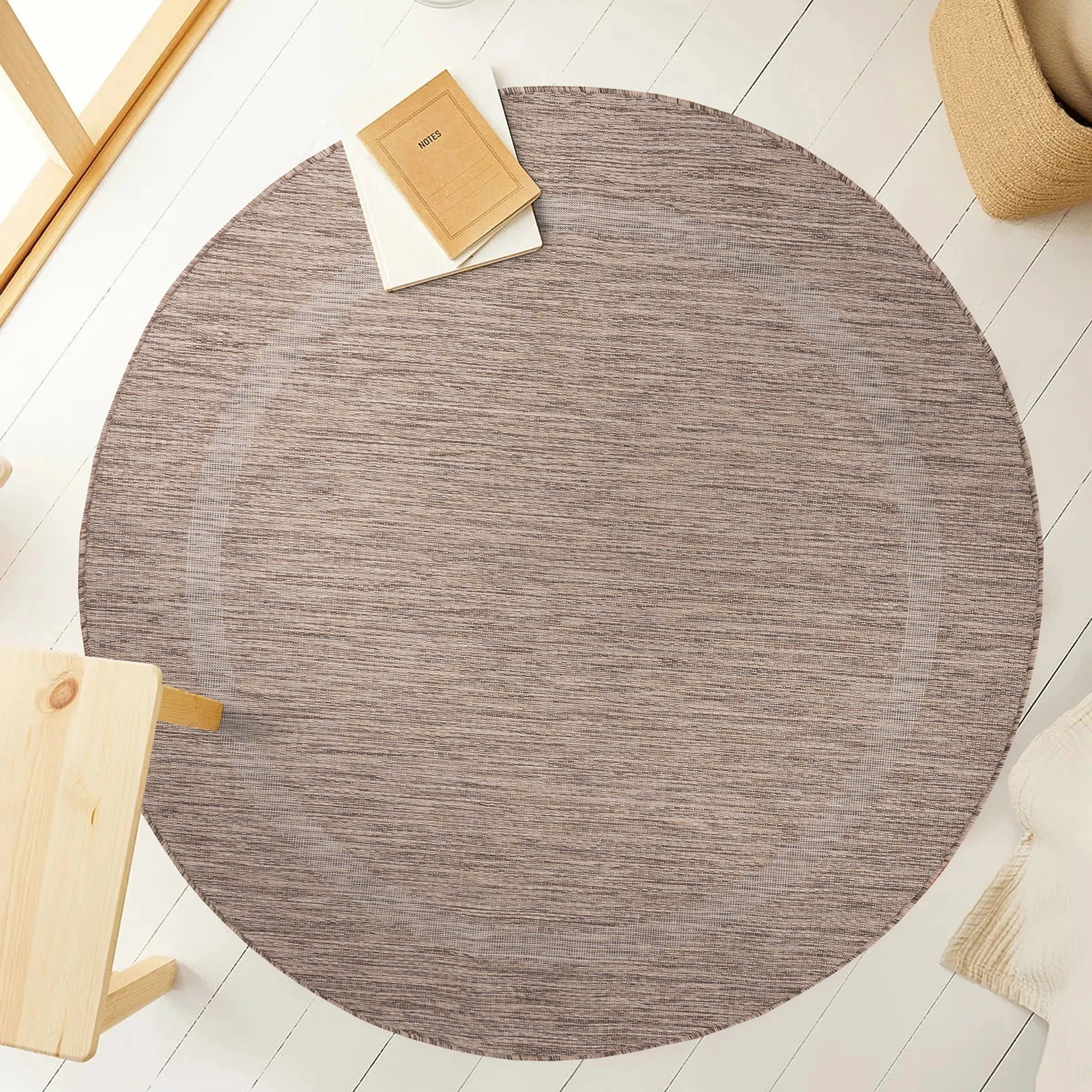 Durable Brown Patio Rug | Border Design