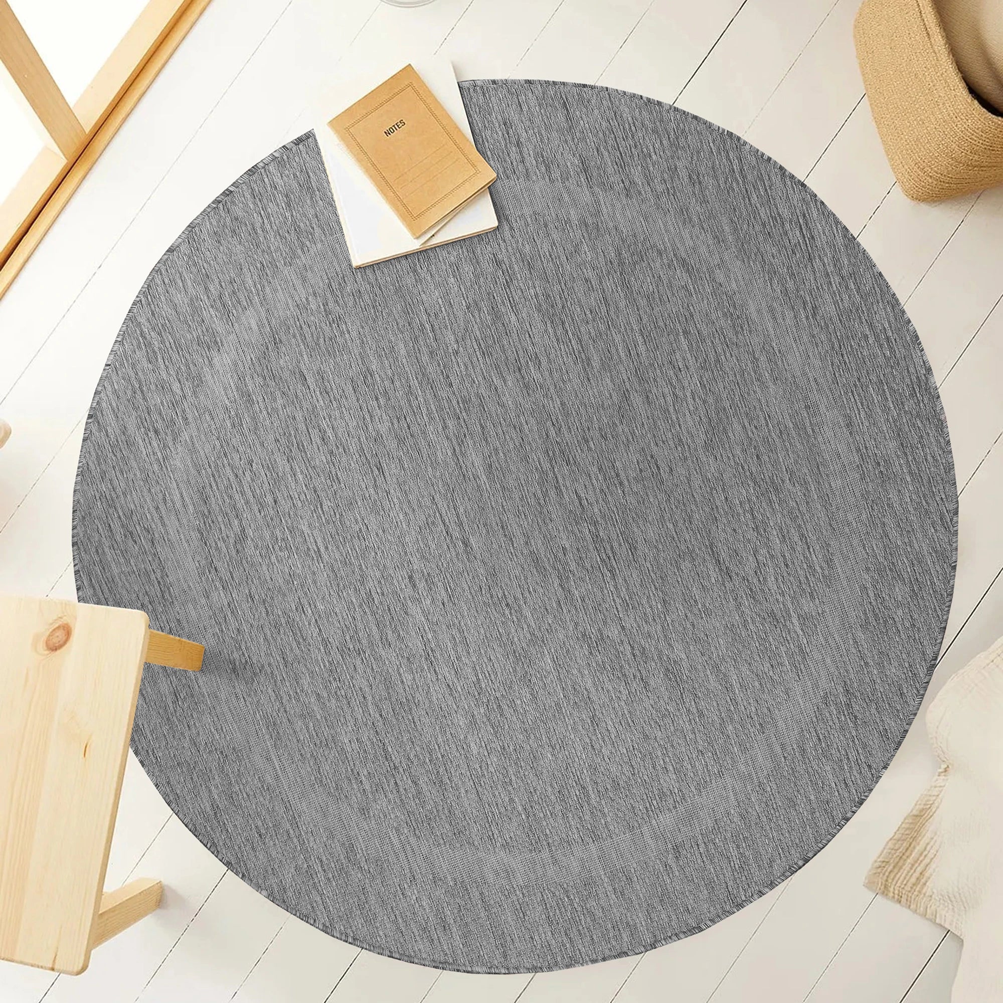 Durable Gray Patio Rug | Border Design