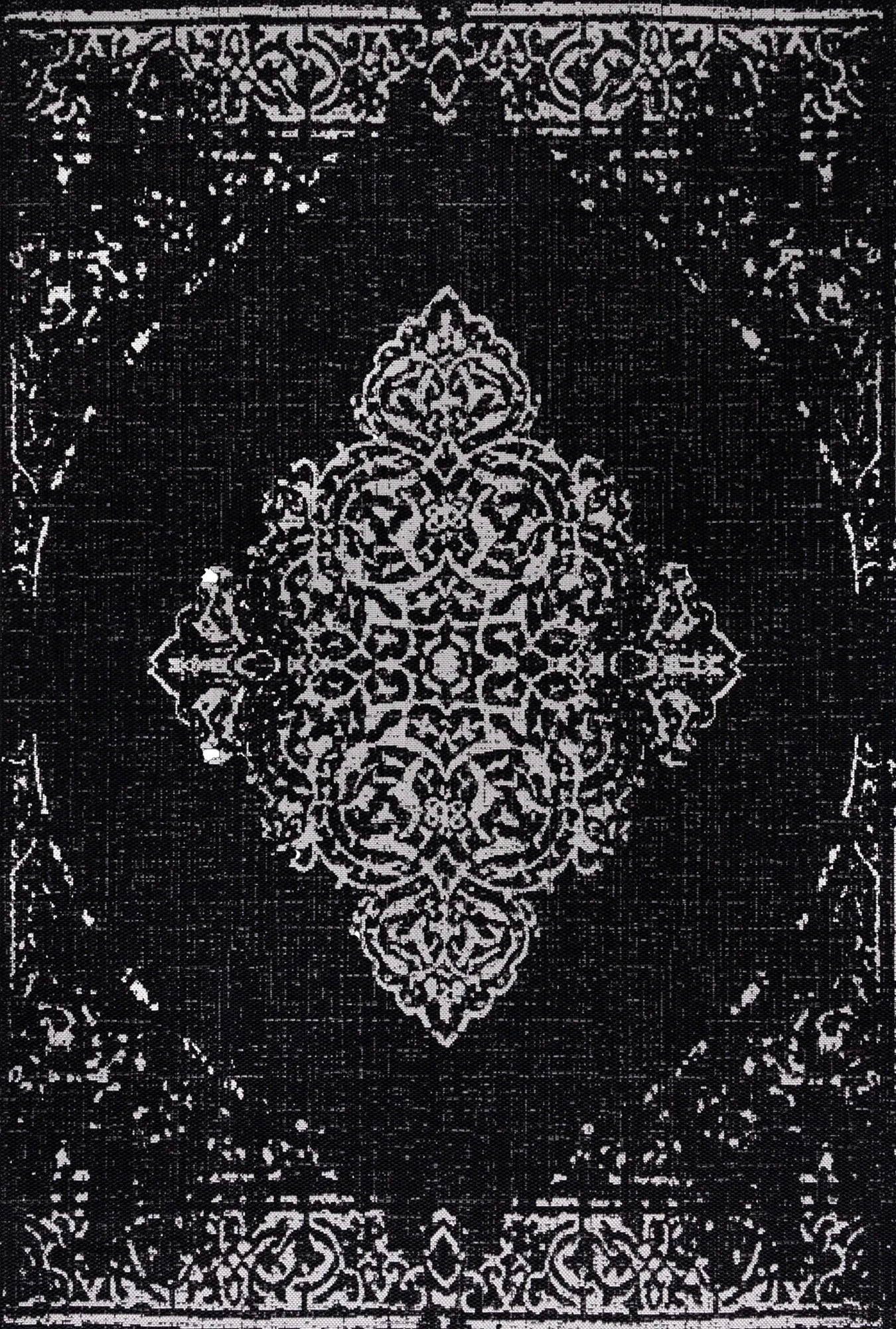 Vintage Flatweave Patio Rug - Black