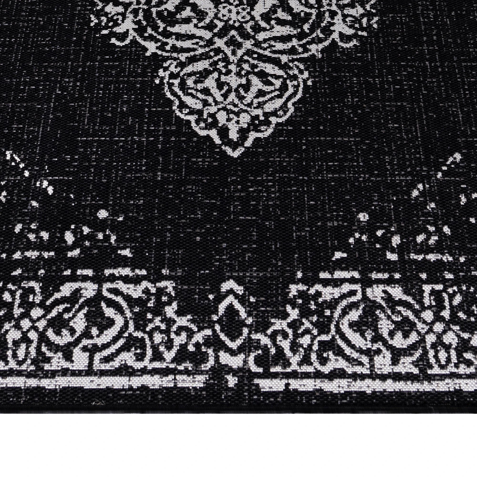 Vintage Flatweave Patio Rug - Black
