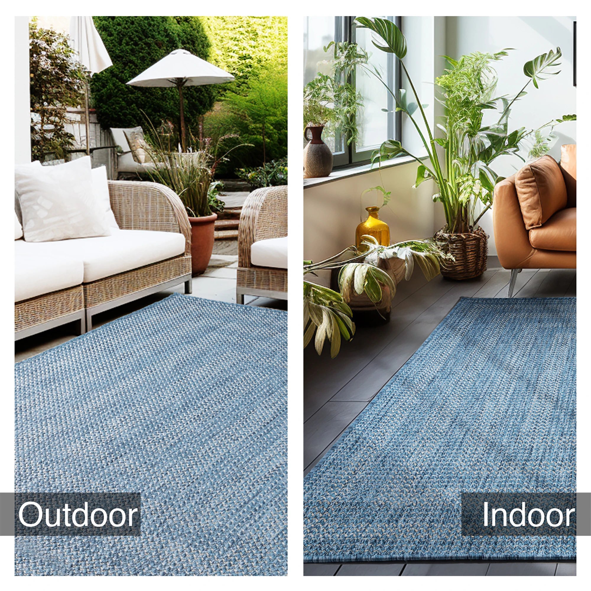 Distressed Blue Outdoor Rug