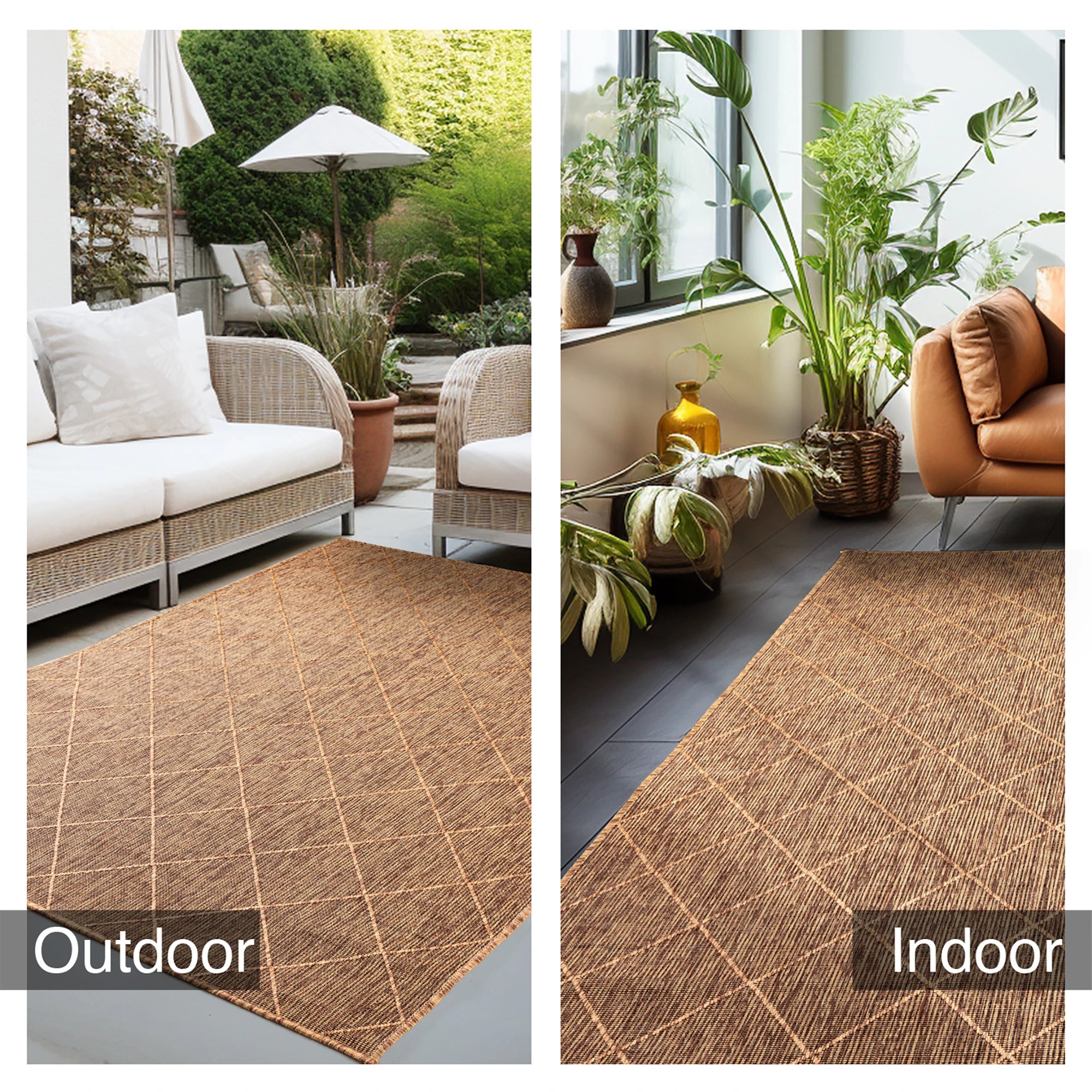 Cross Design Jute Rug | Copper