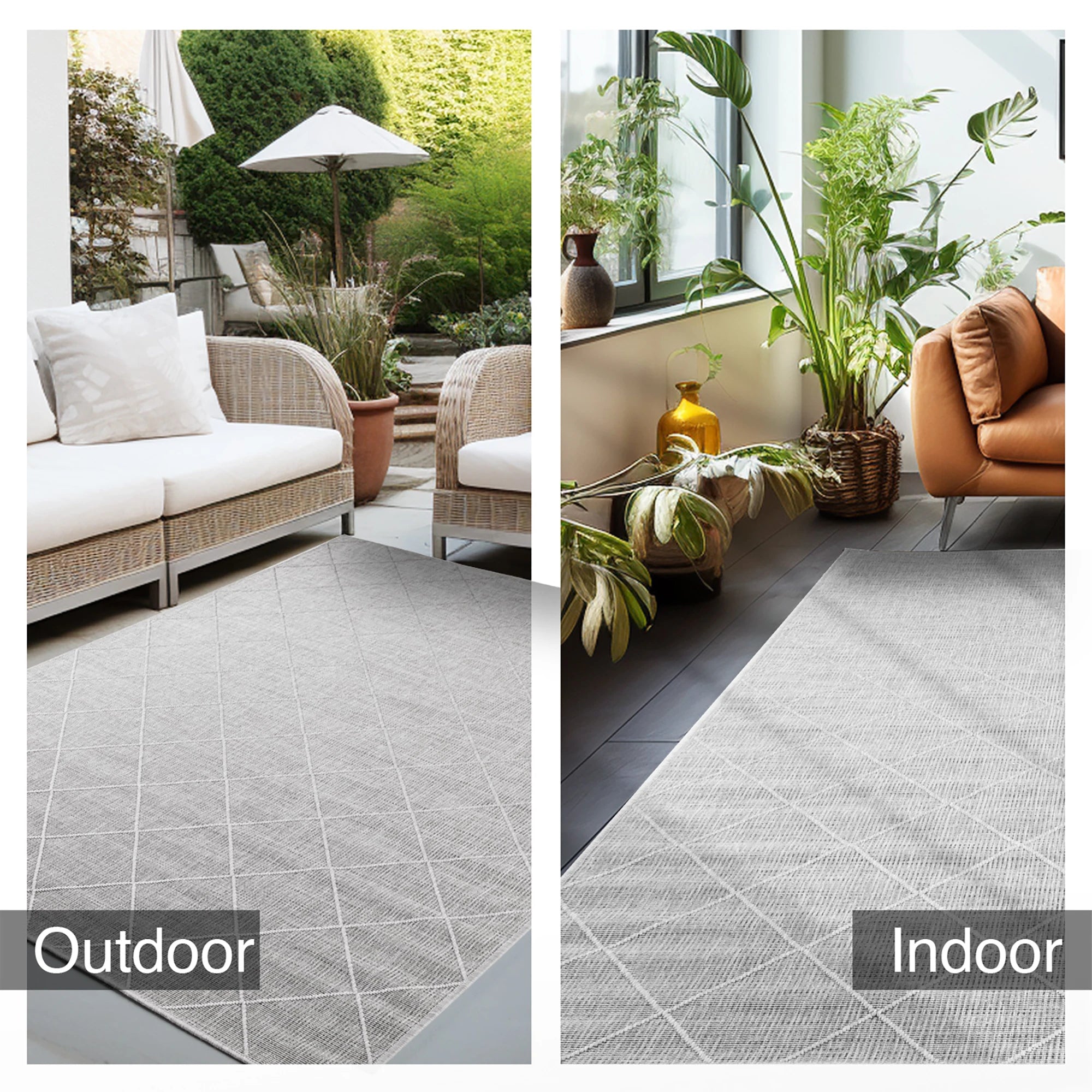 Cross Design Jute Rug | Gray