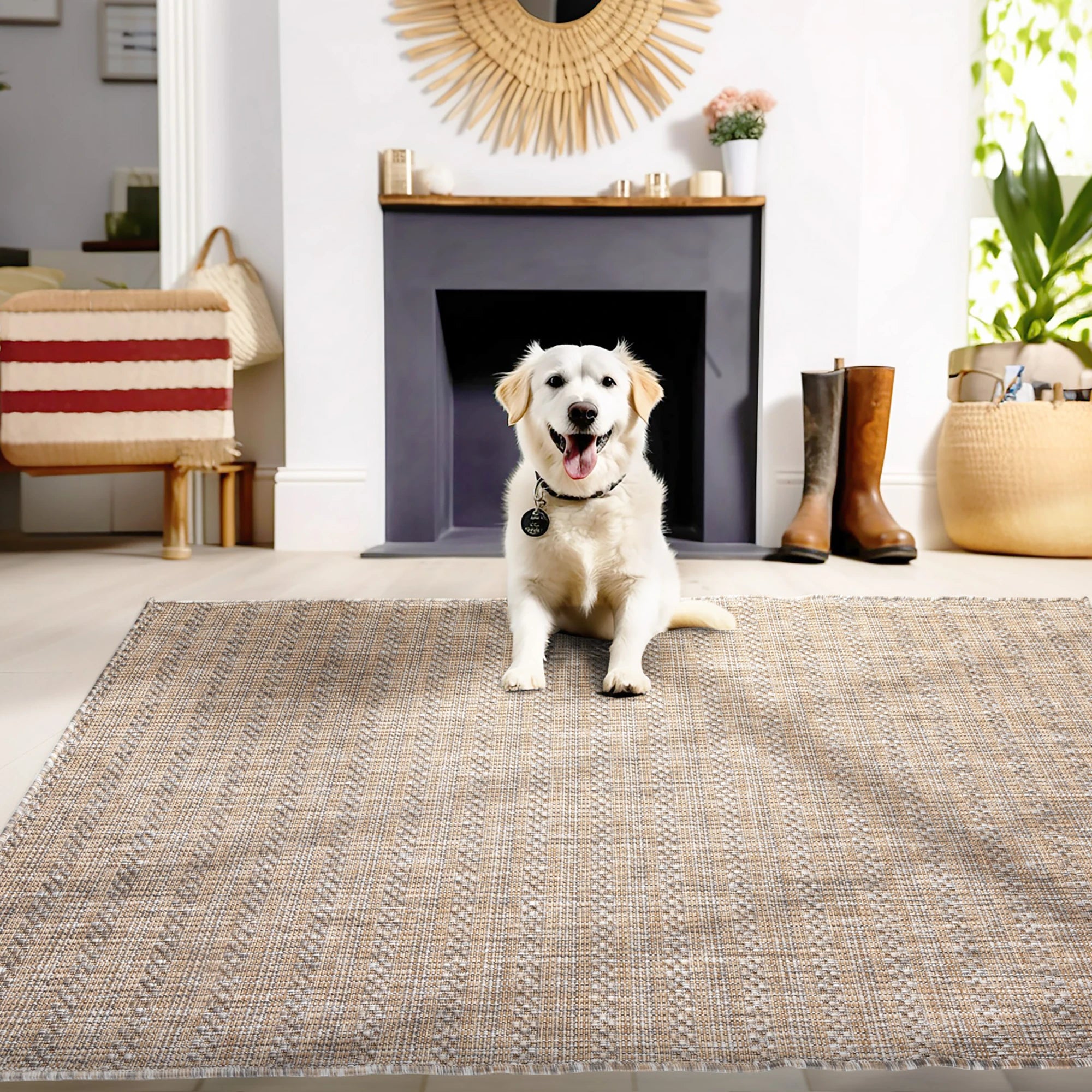 Vintage Jute Weave Rug | Beige