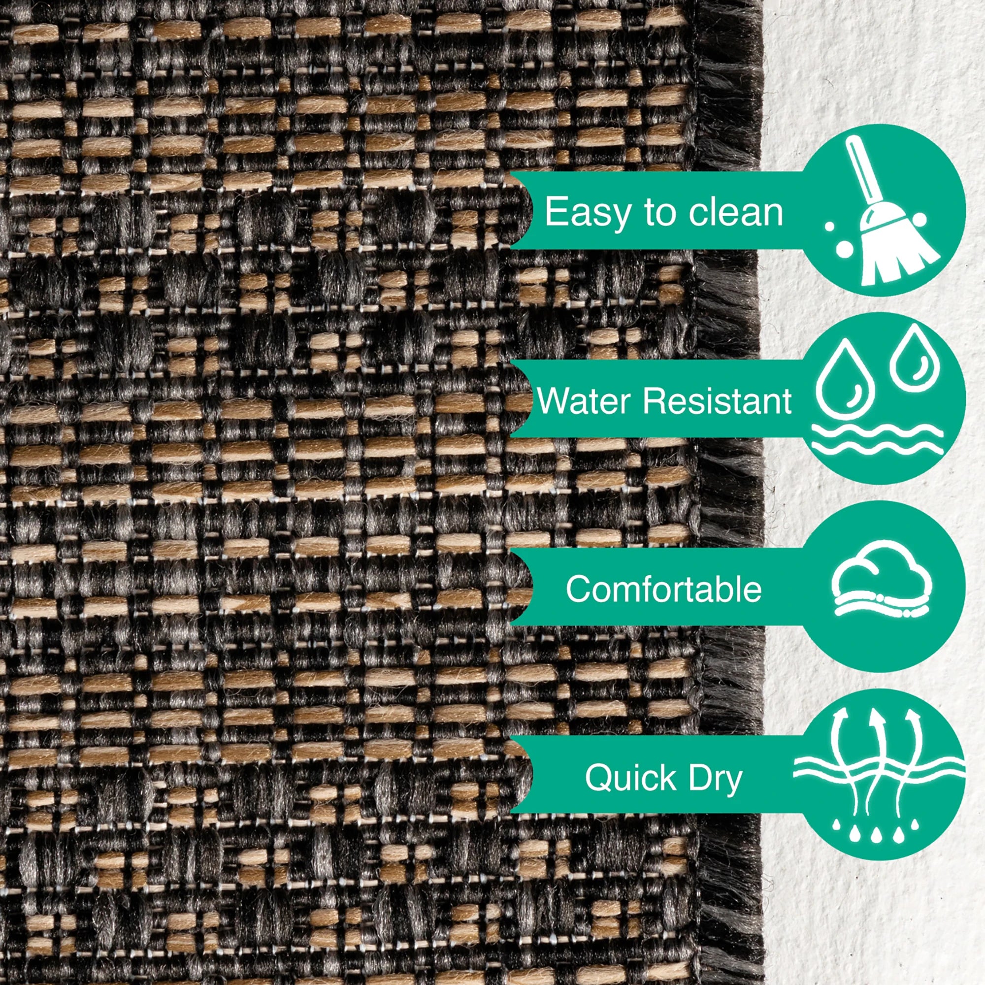 Vintage Jute Weave Rug | Black