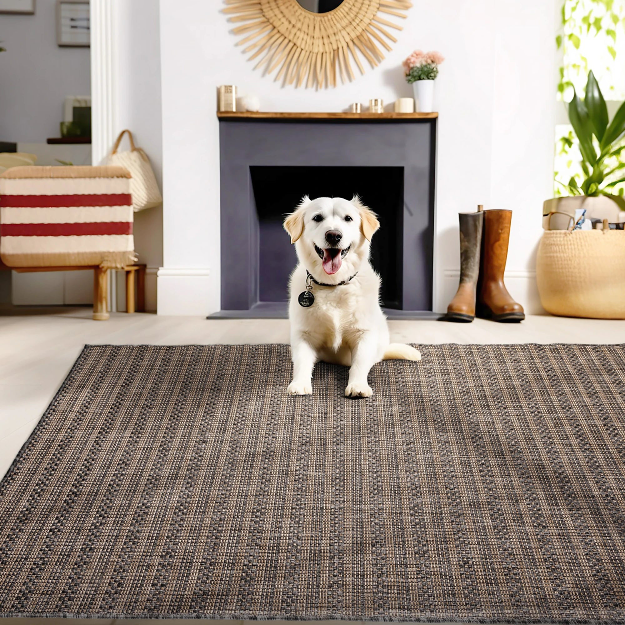Vintage Jute Weave Rug | Black