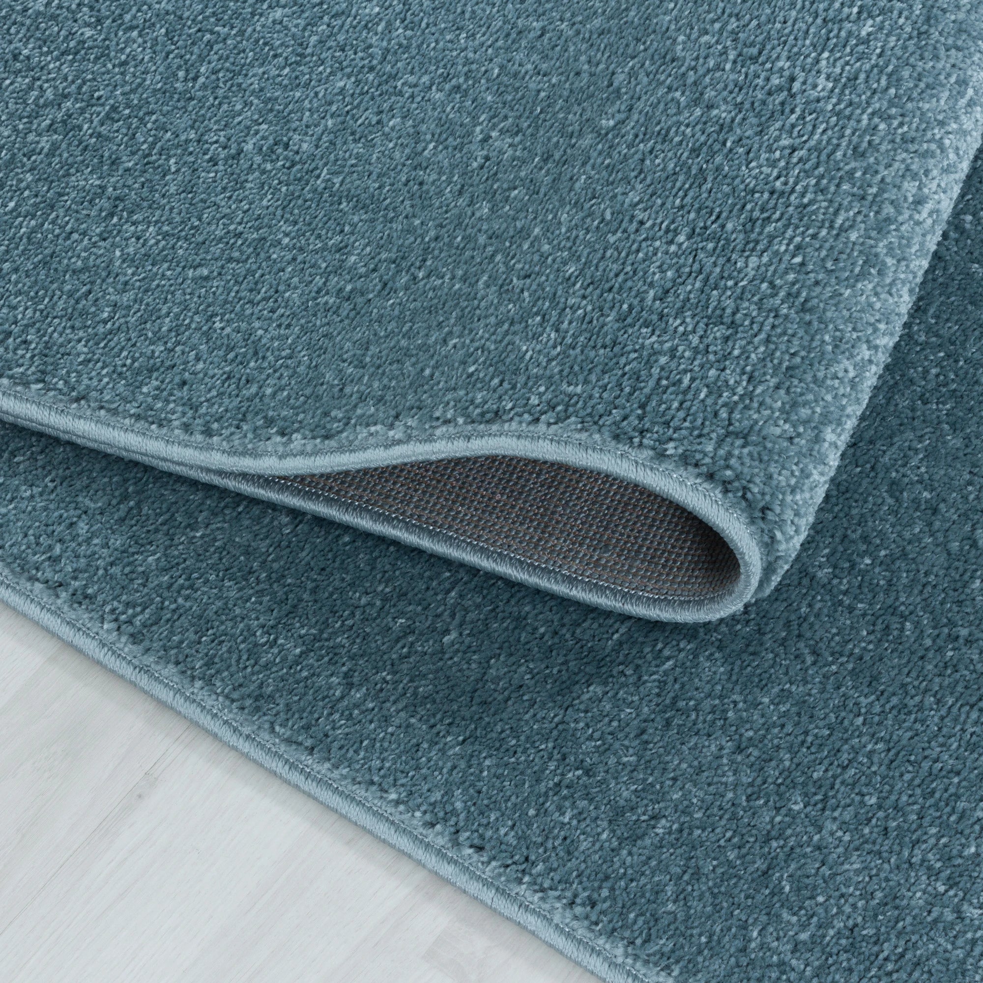 Soft Velvet Look Plain Area Rug | Blue