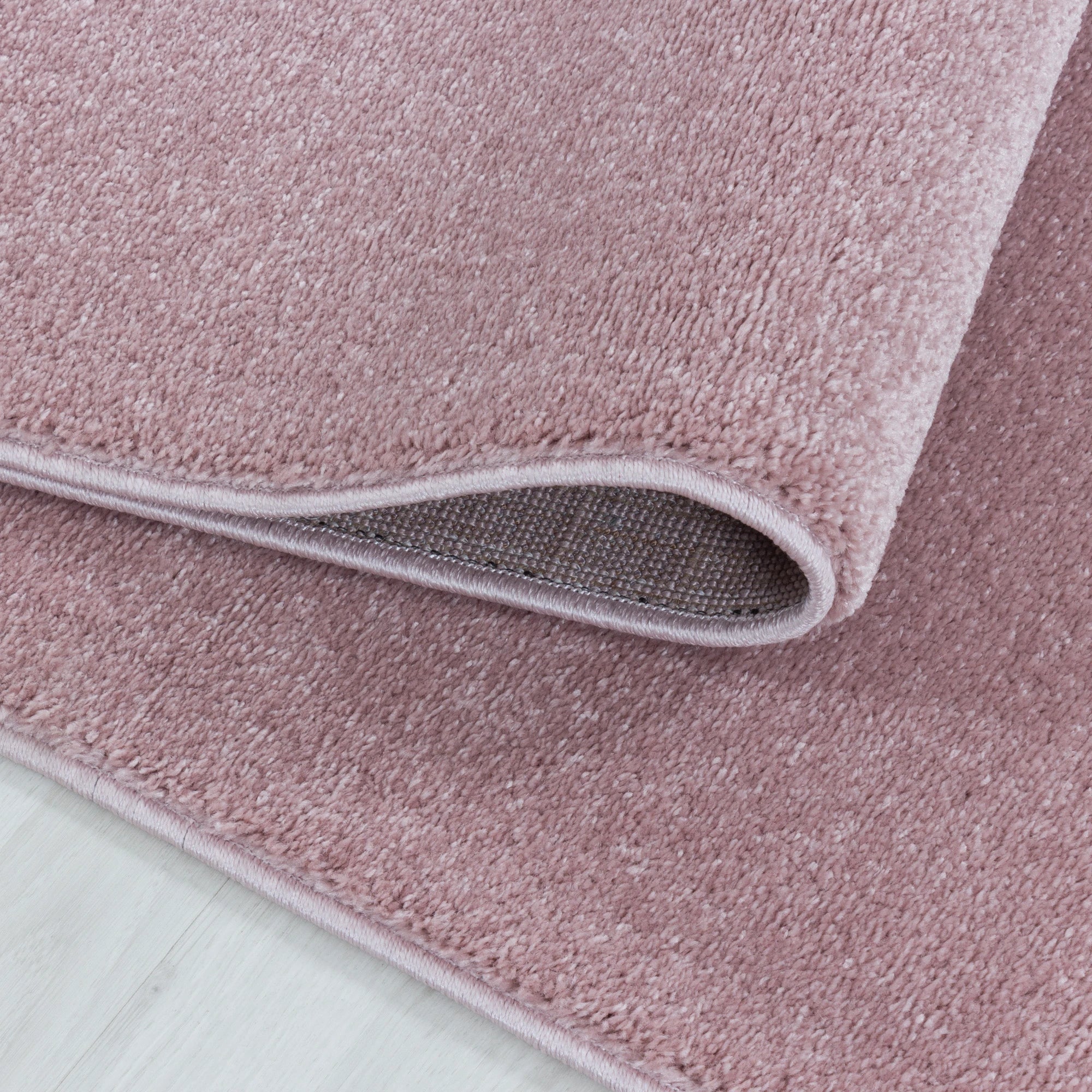 Soft Velvet Look Plain Area Rug | Rose