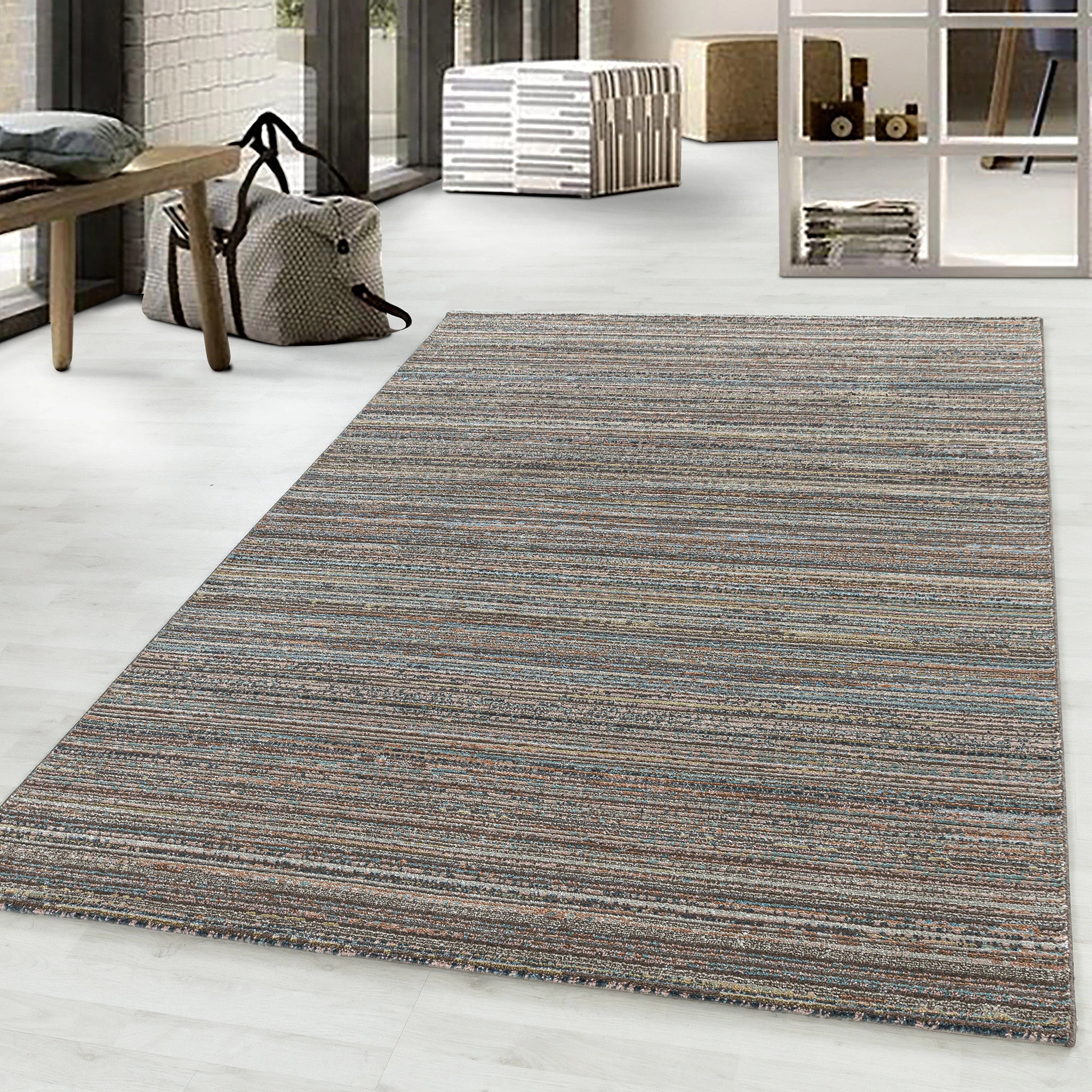 Striped Streaked Rug Living Room | Brown