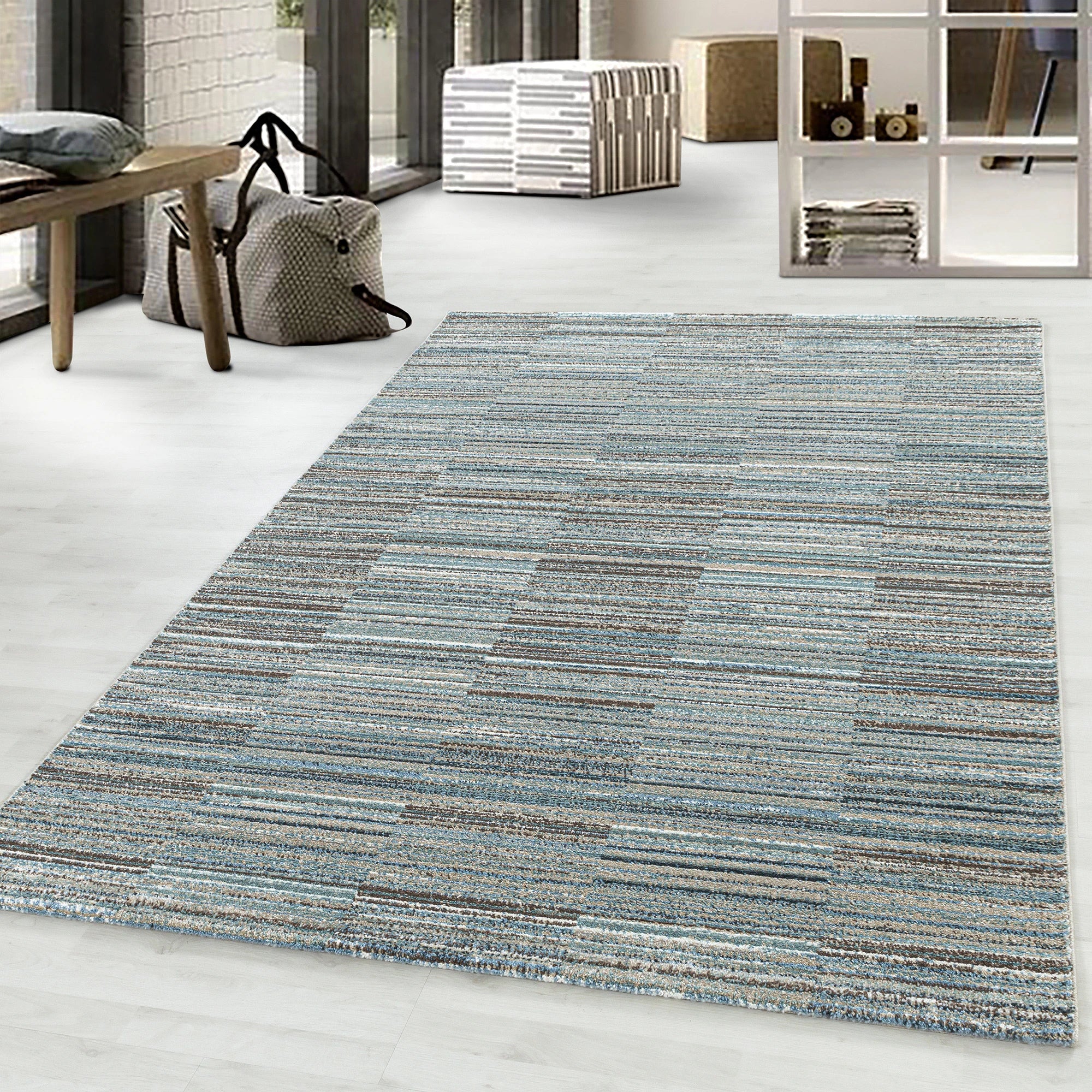 Striped Banded Rug | Gray