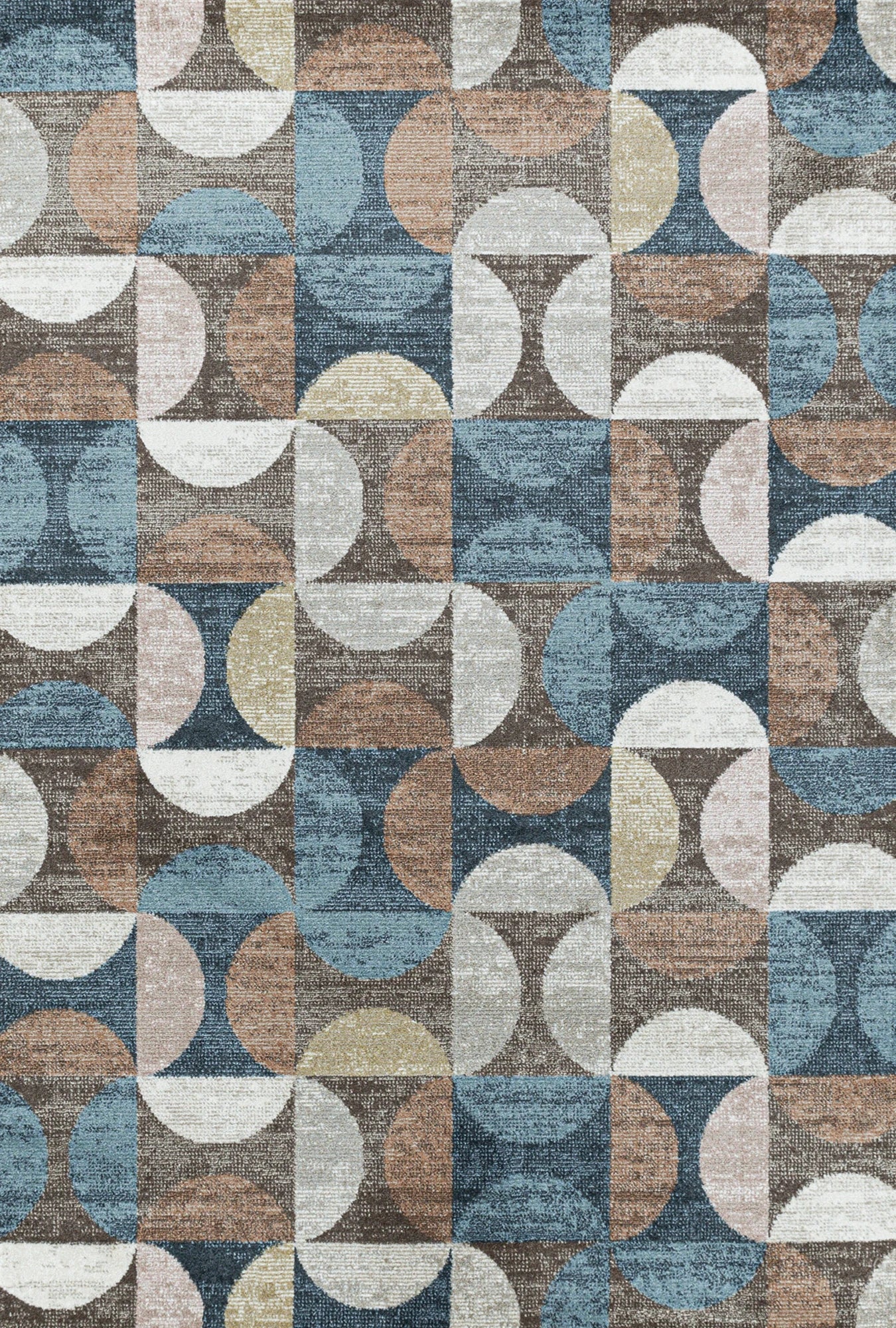 Squares / Half Circles Rug | Brown