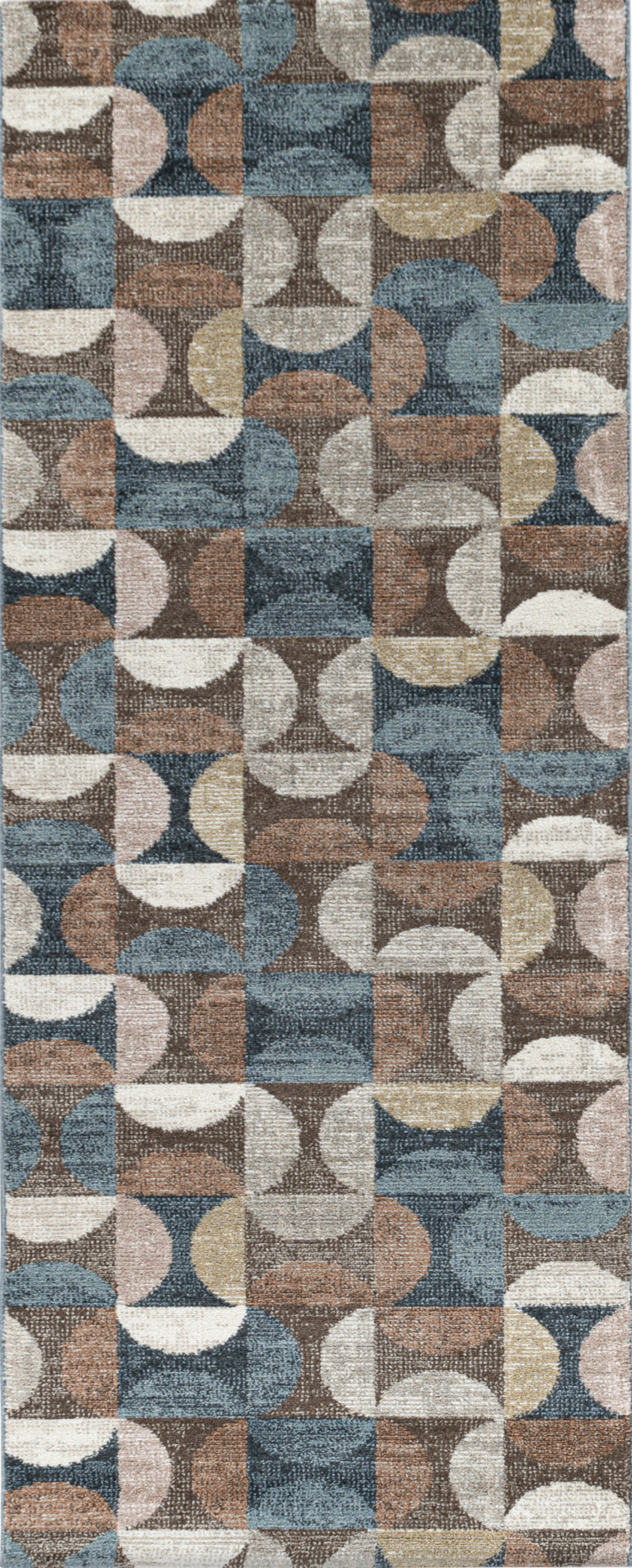 Squares / Half Circles Rug | Brown