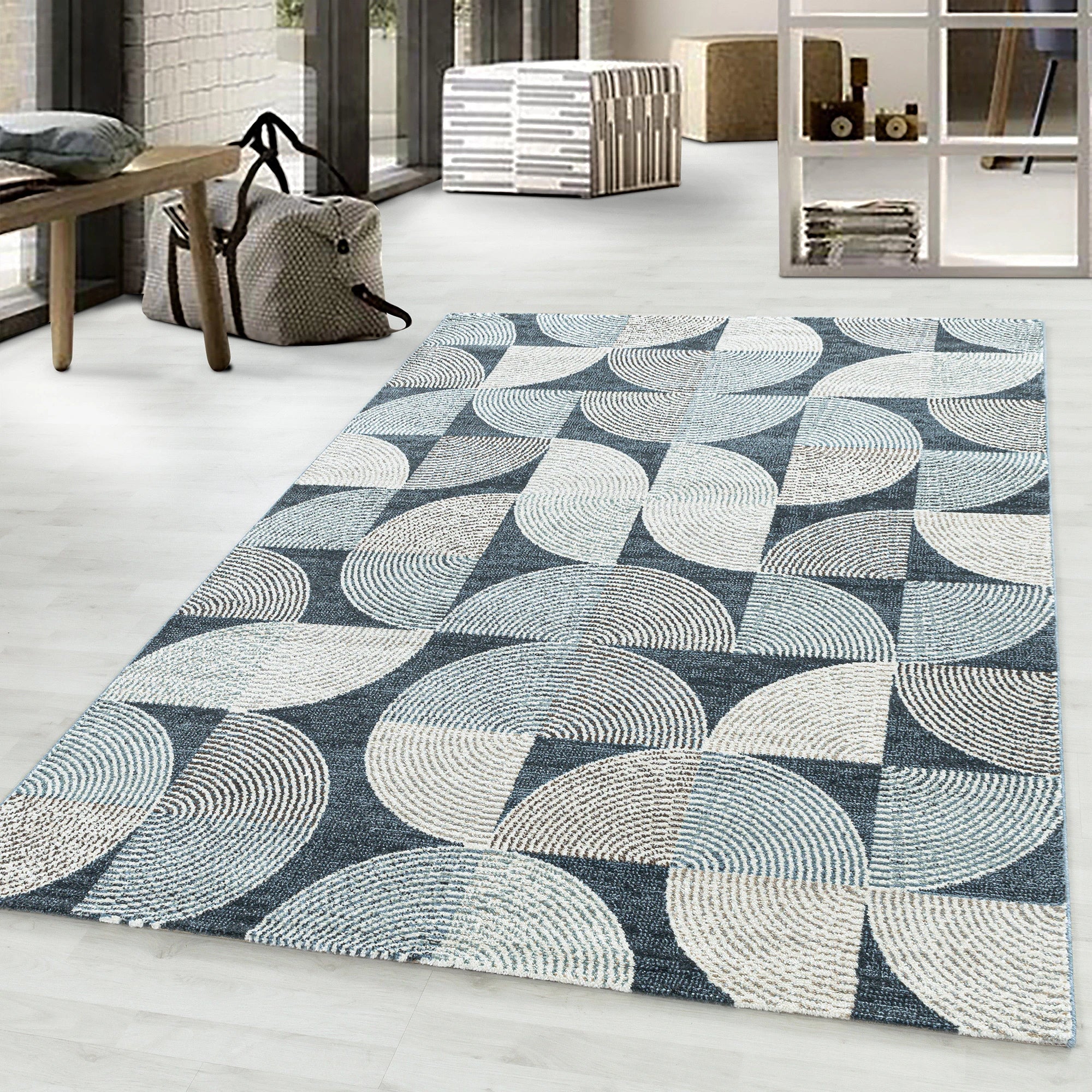 Geometric Polygon Rug | Navy