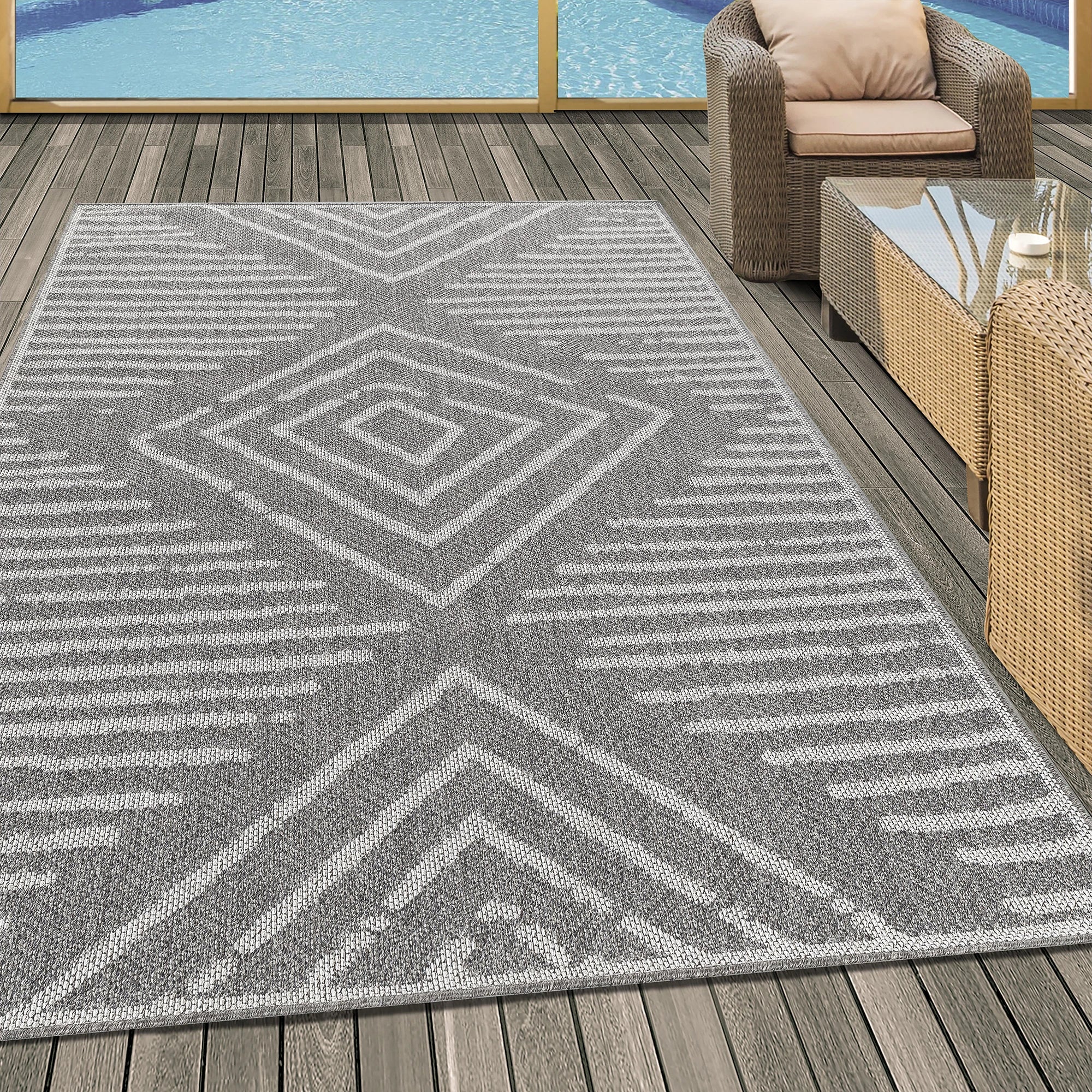 Timeless Gray Stripe Rug | Indoor & Outdoor