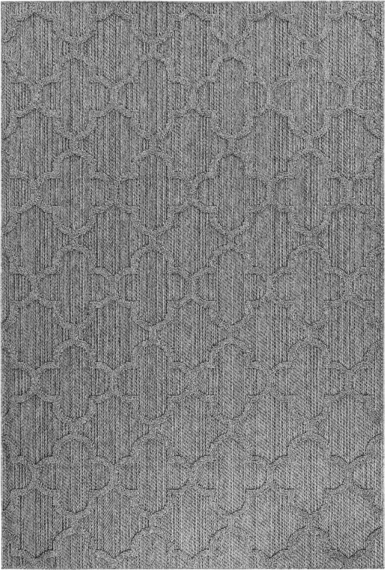 Distressed Ogee Pattern Outdoor Rug | Gray