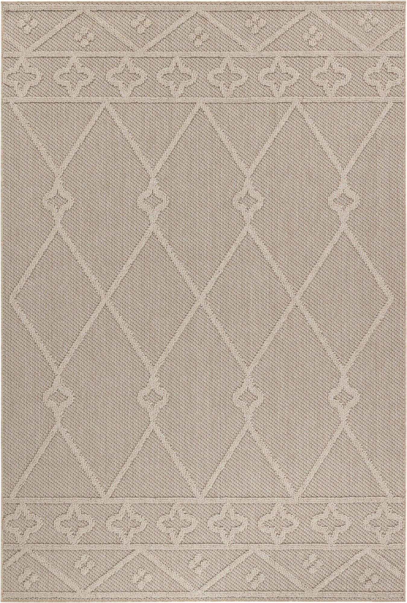Outdoor Diagonal Stripe Pattern Rug | Beige