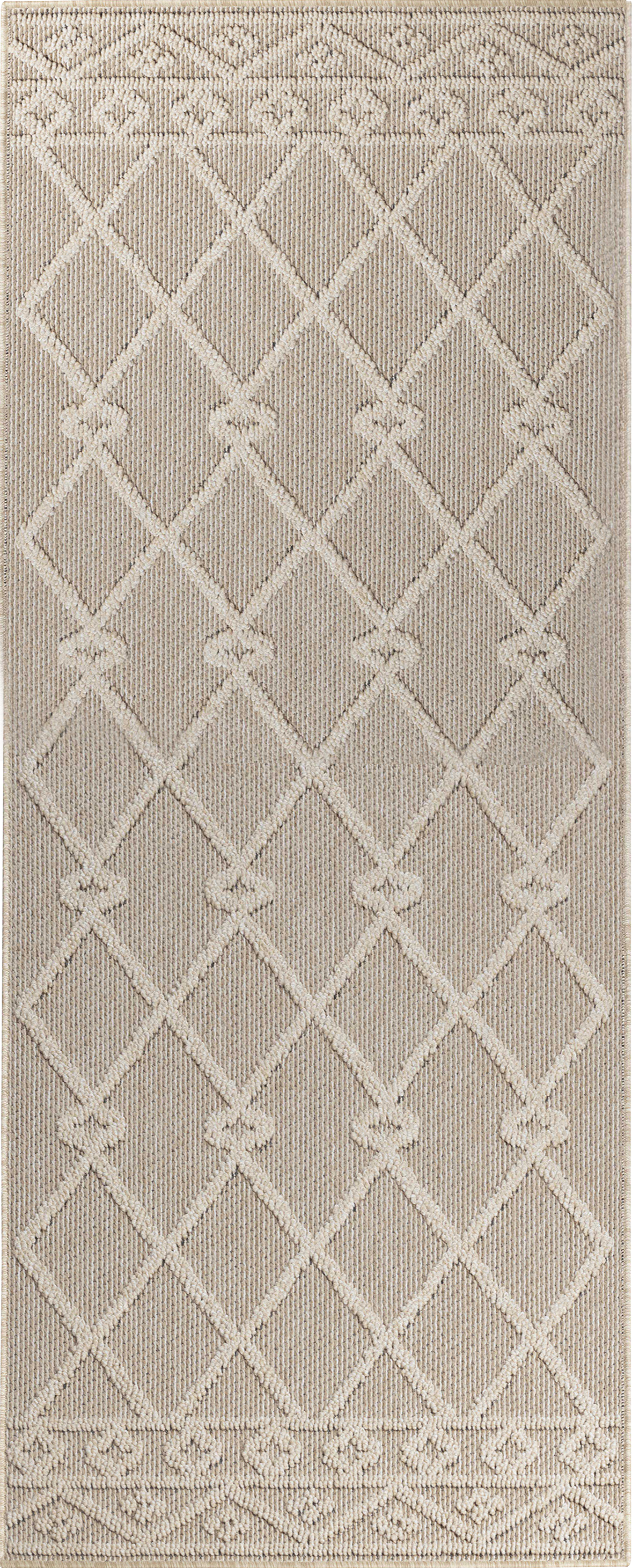 Outdoor Diagonal Stripe Pattern Rug | Beige
