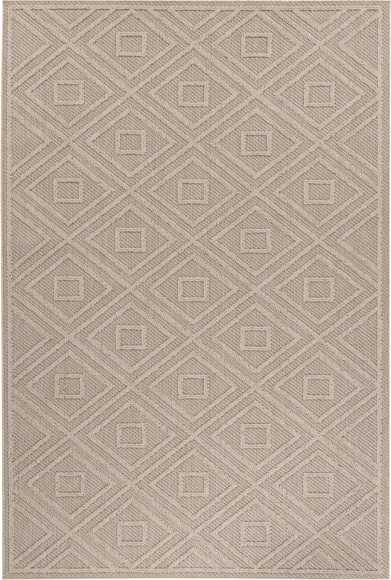 Diamond Trellis Patio Rug | Beige