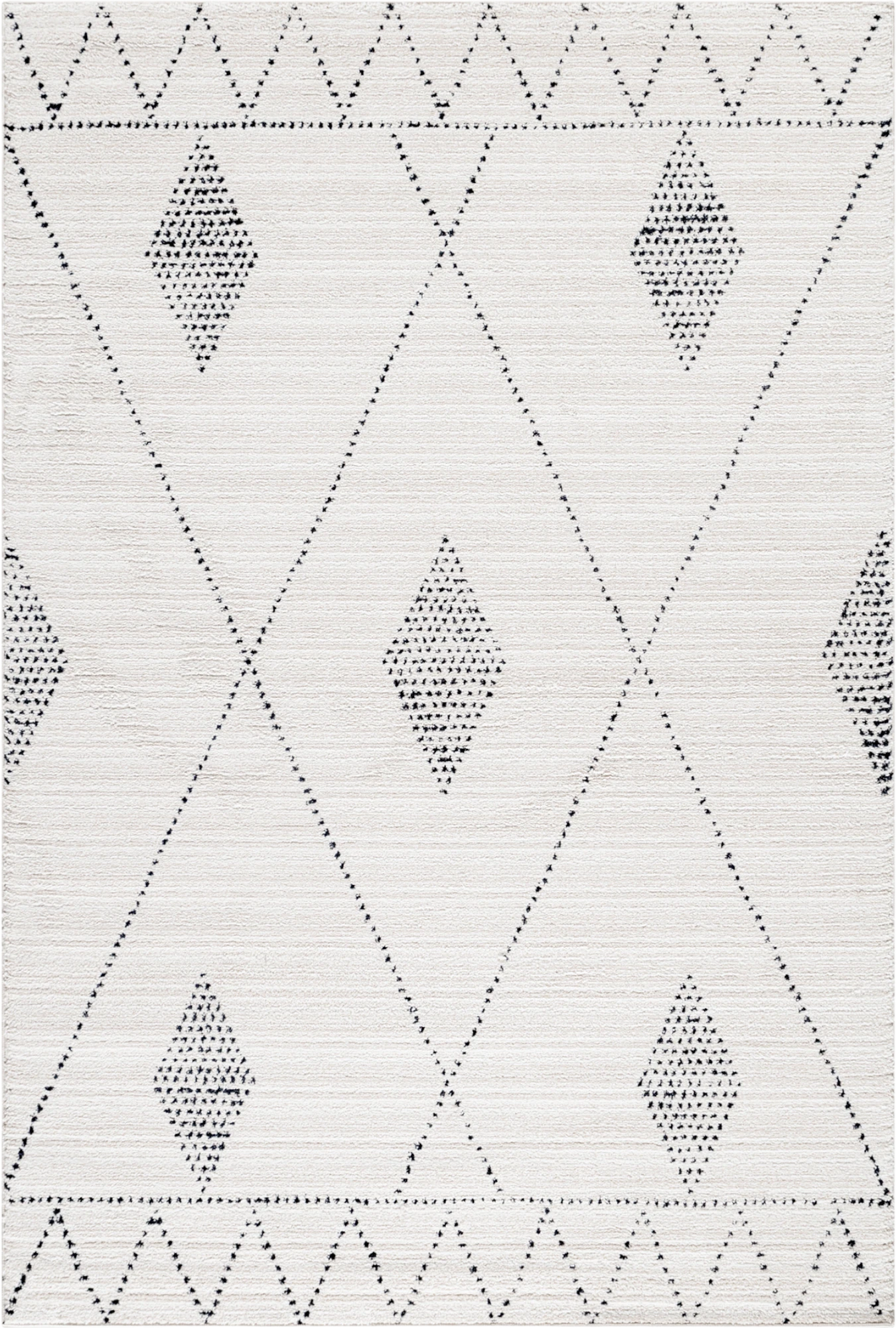 Bohemian Dotted Diamond Pattern Rug | Cream