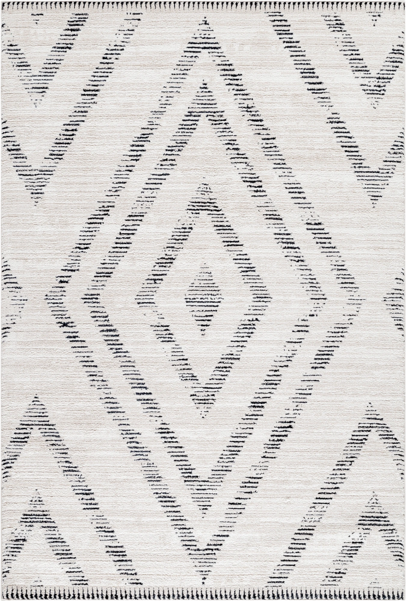 Tribal Diamond Pattern Stripe Infill Rug | Cream