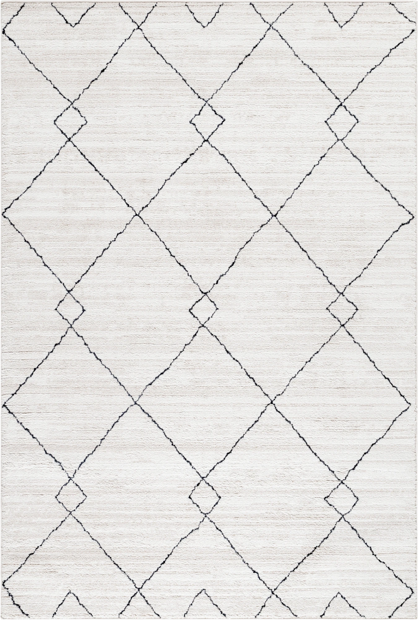 Minimalist Thin Line Diamond Trellis Rug | Cream