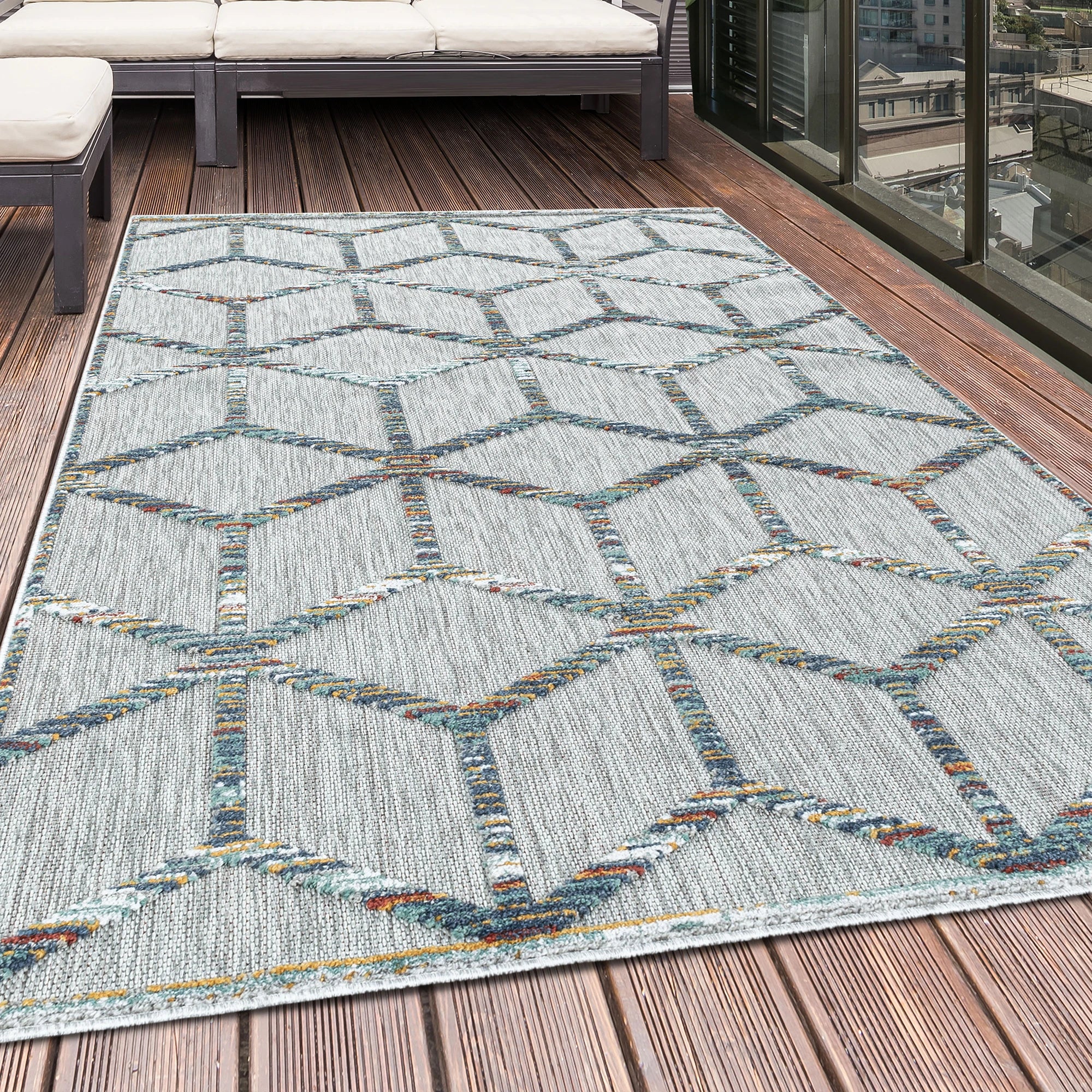 Scandinavian Diamond Outdoor Rug | Multi