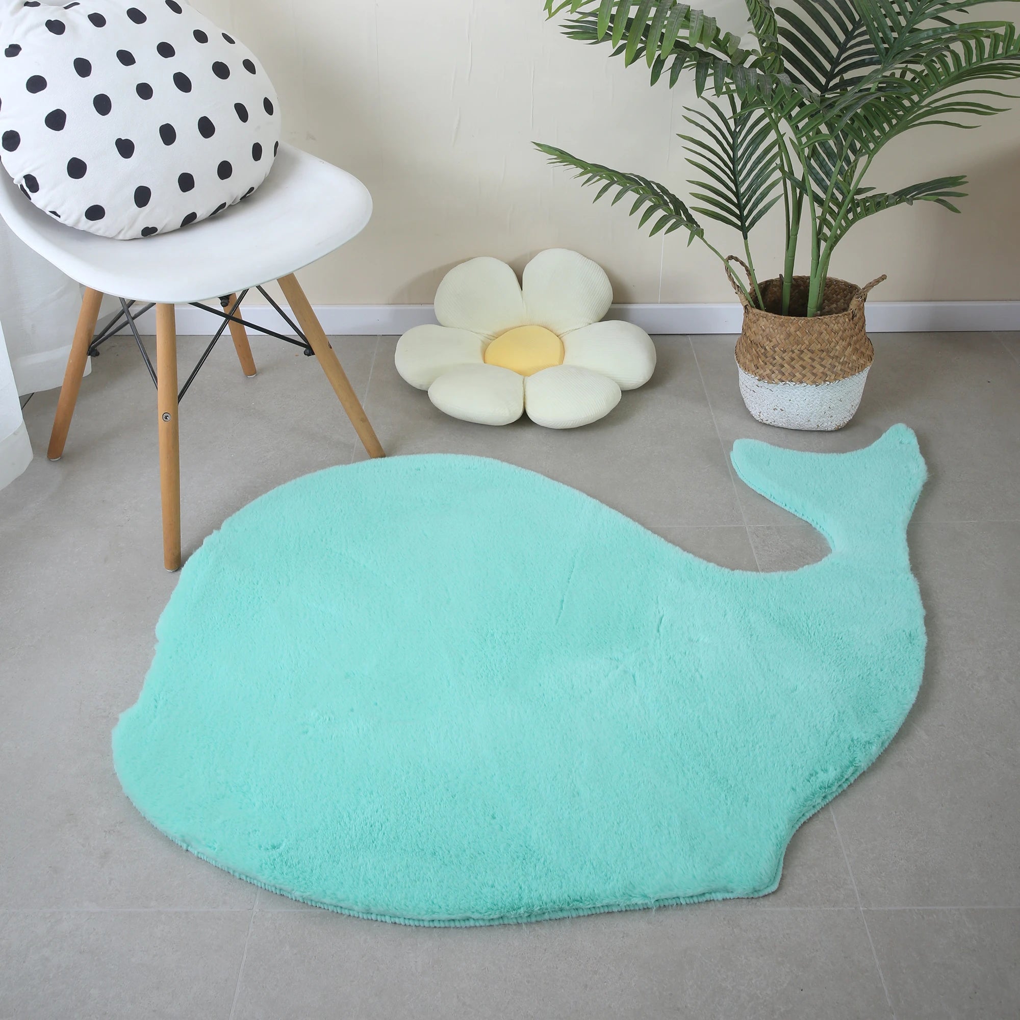 Whale Shape Rug | Mint