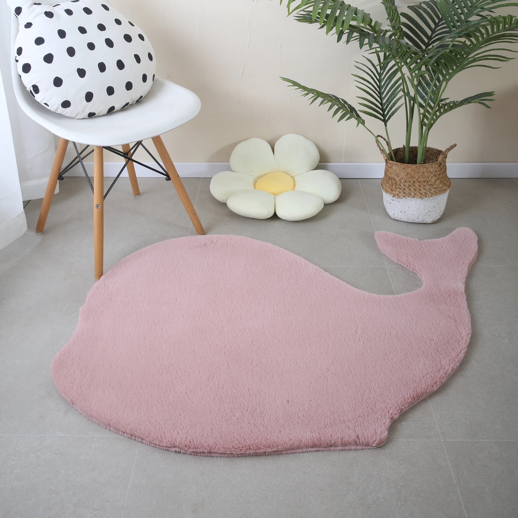 Whale Shape Rug | Pink