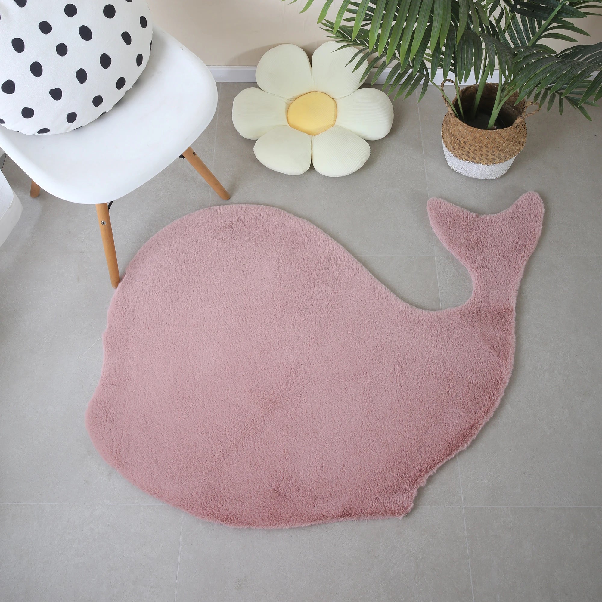 Whale Shape Rug | Pink