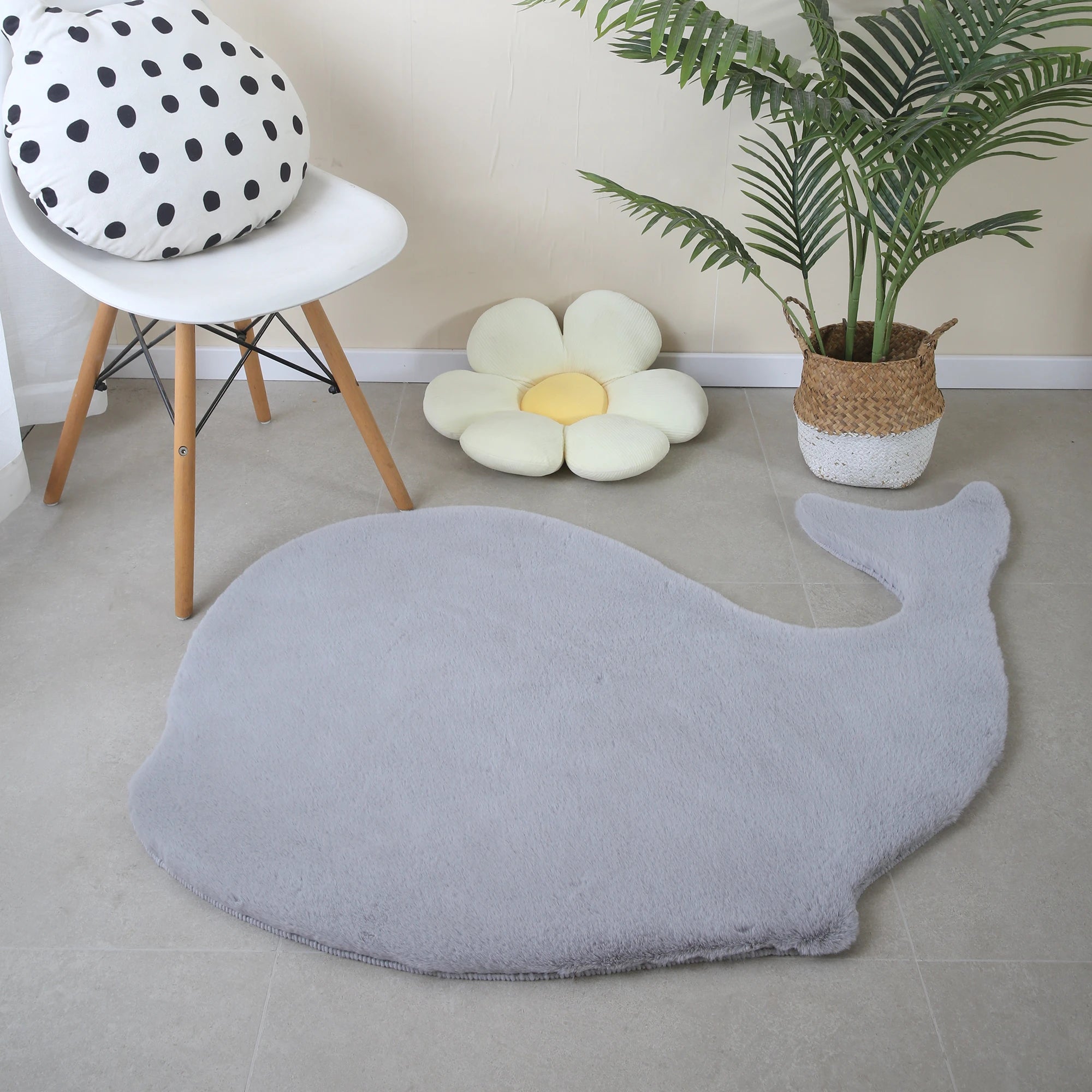 Whale Shape Rug | Silver
