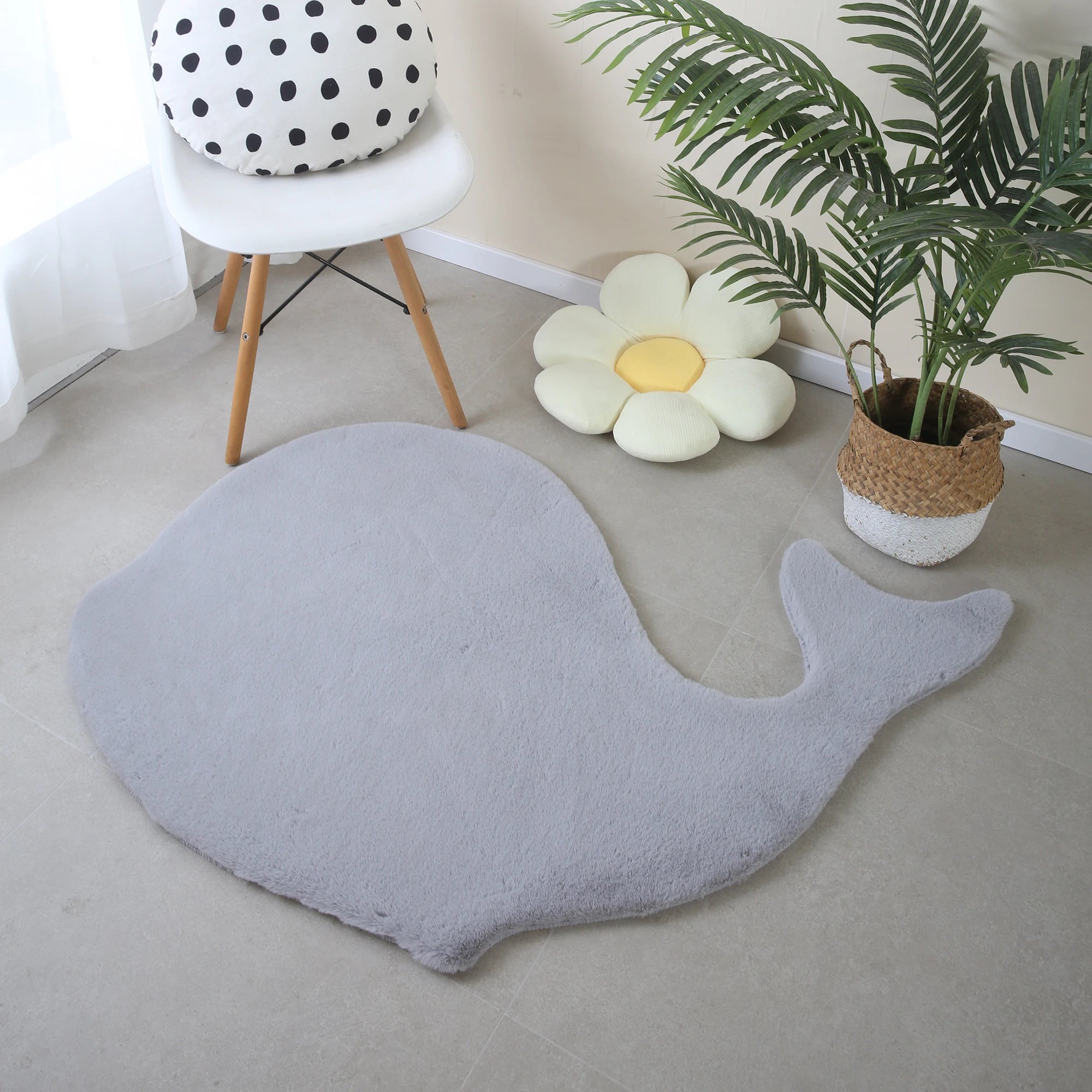 Whale Shape Rug | Silver