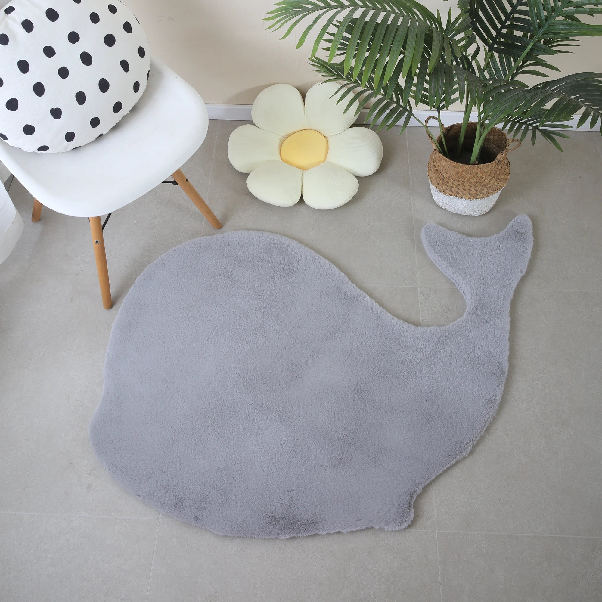 Whale Shape Rug | Silver