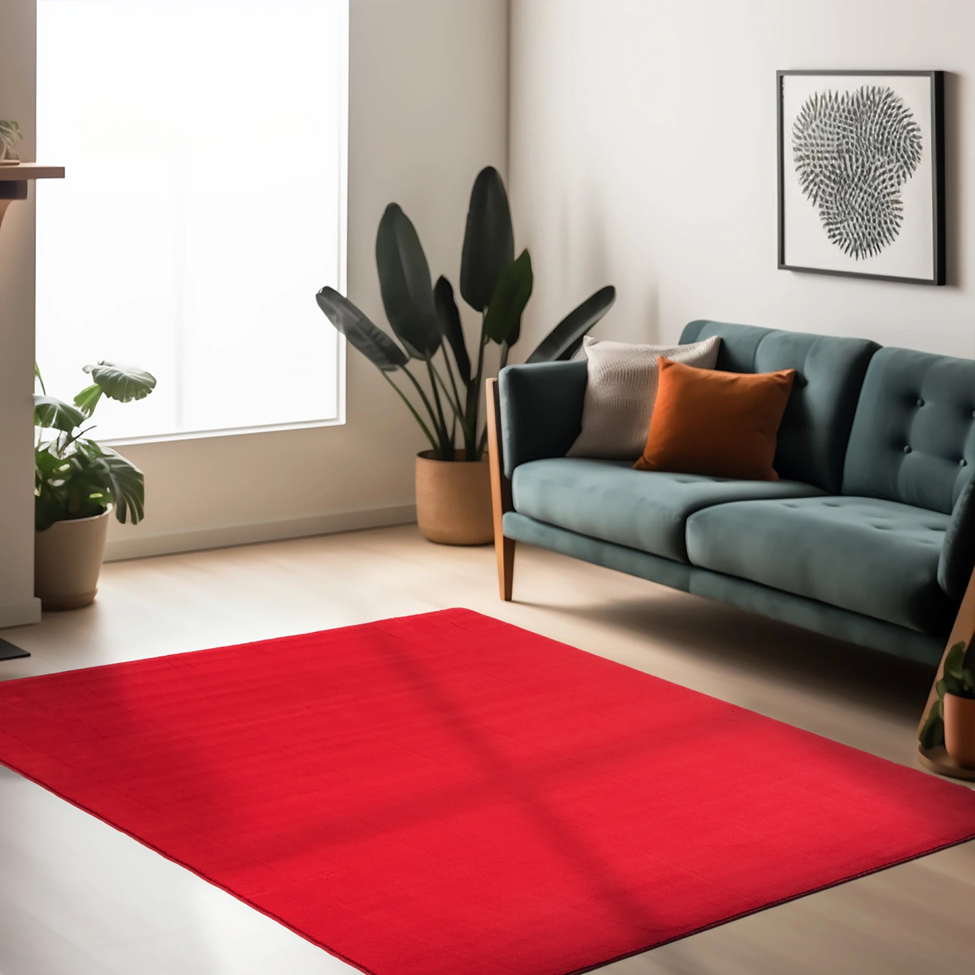 Plain Color Premium Decor Rug | Red