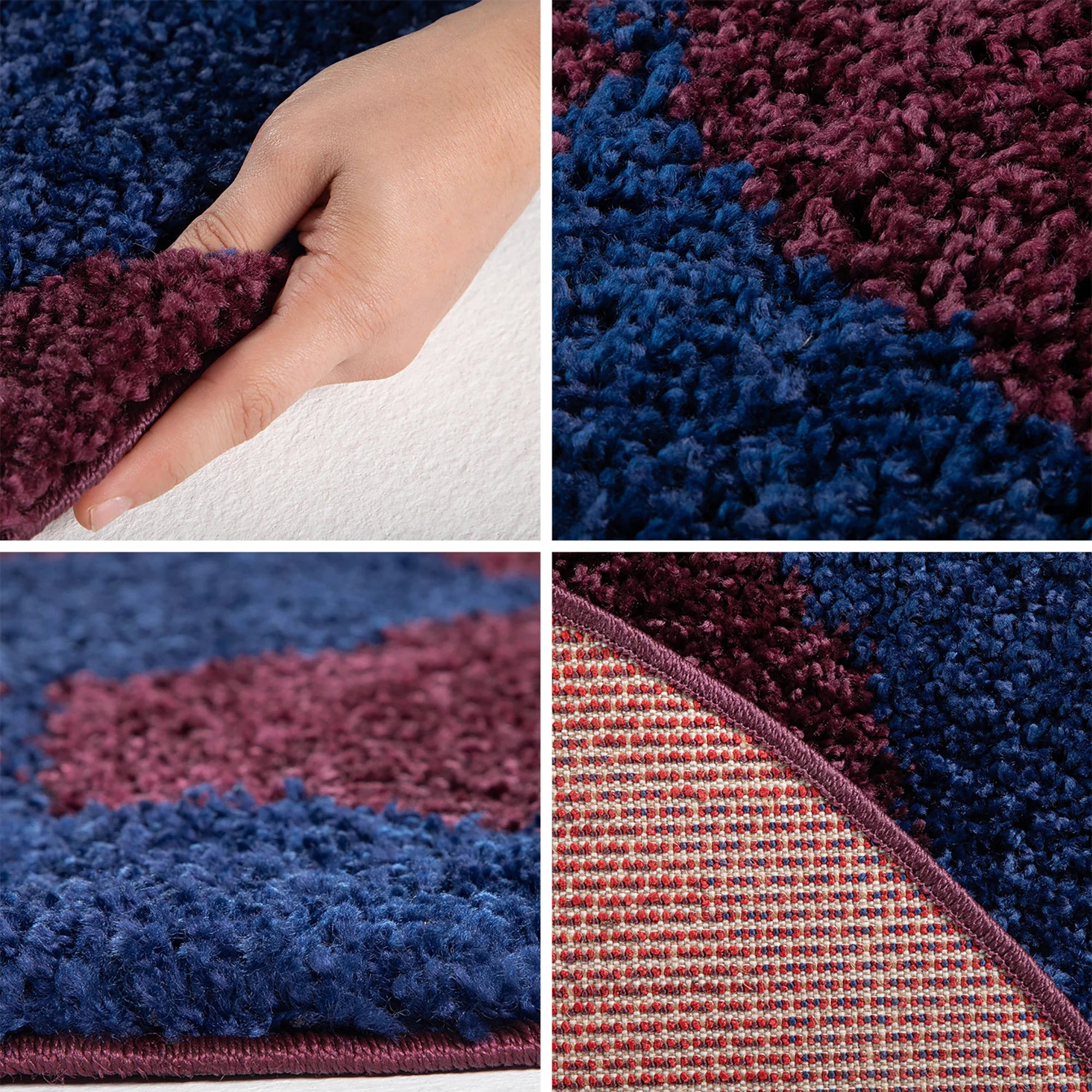 Round Football Shaggy Kids Rug | Navy