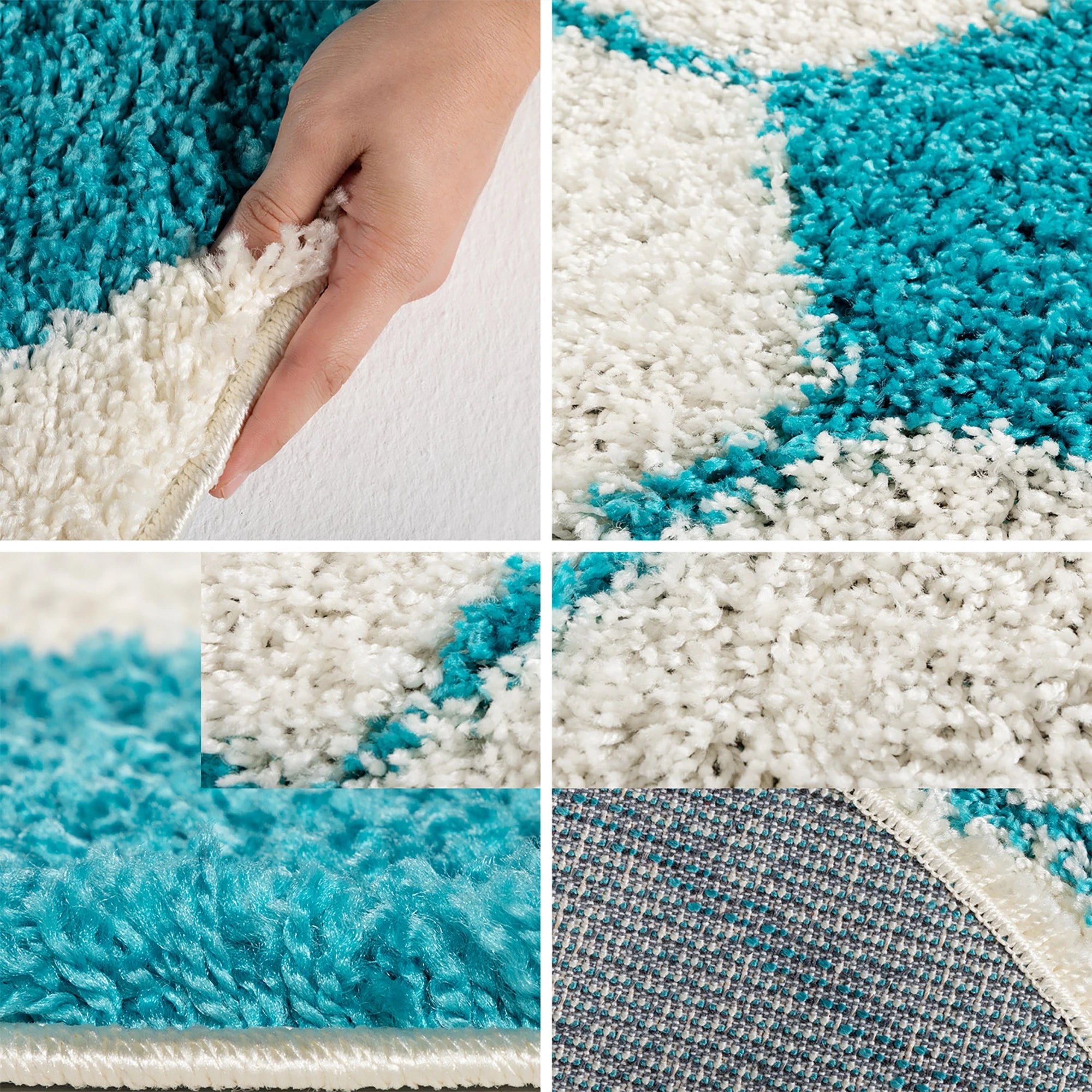 Round Football Shaggy Kids Rug | Turquoise