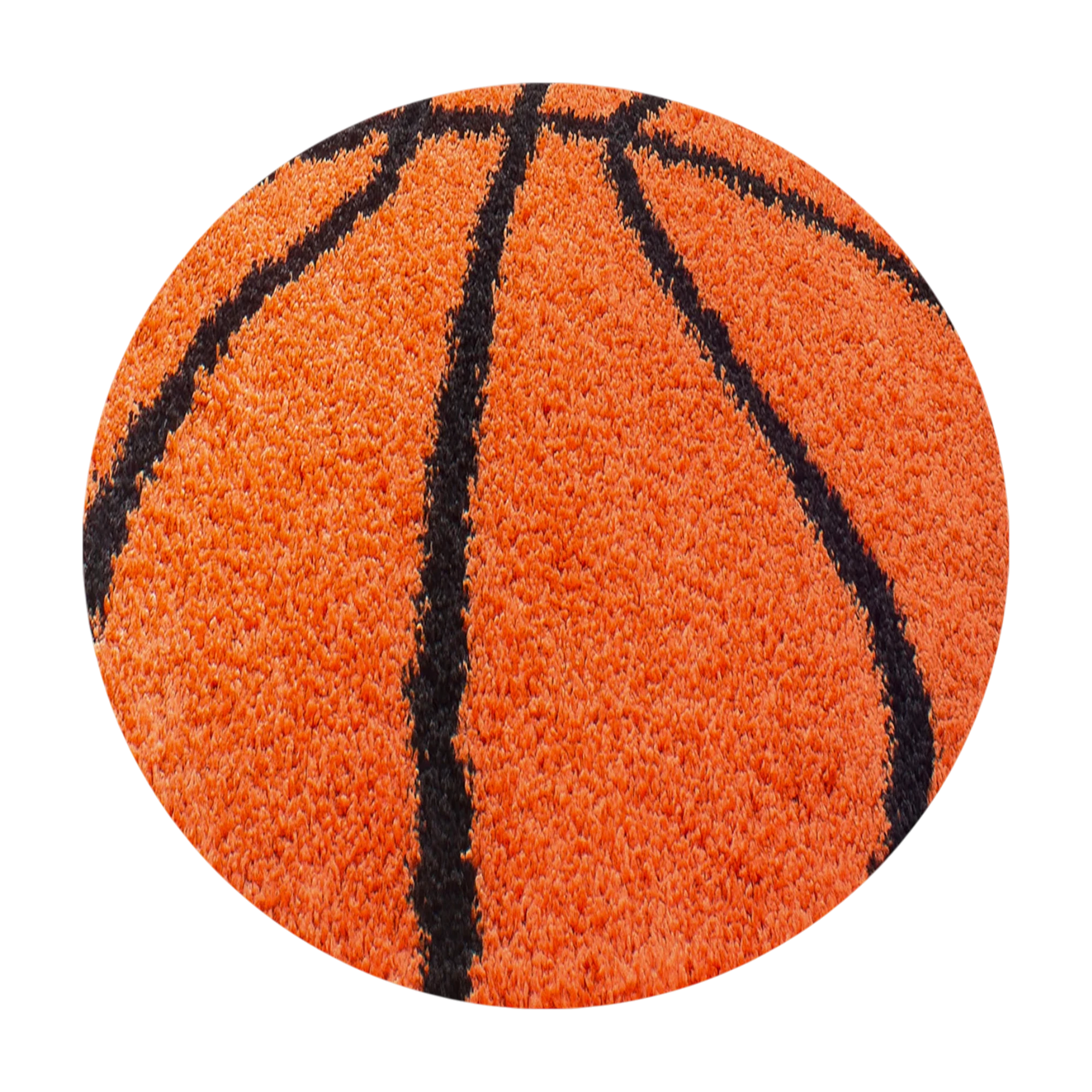 Round Basketball Shaggy Kids Rug | Orange