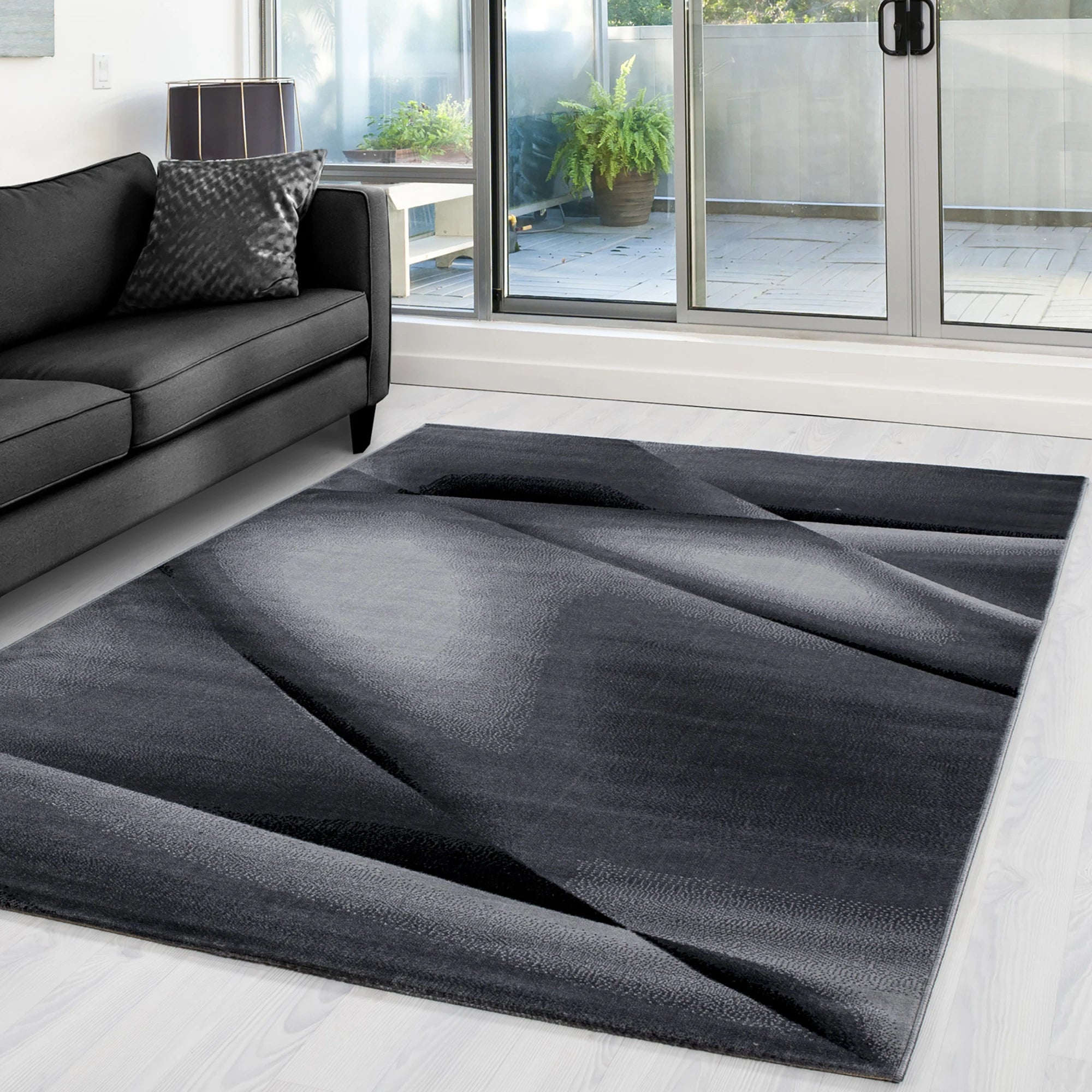 Abstract 3D Liquid Flow Design Rug | Black