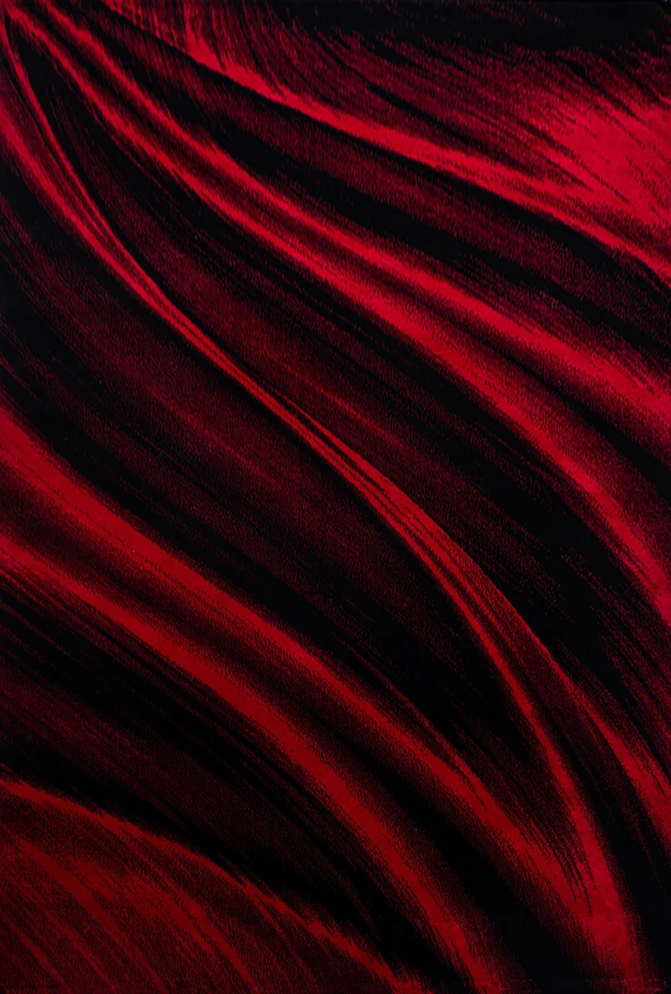 Abstract Brush Stroke Wave Rug | Red