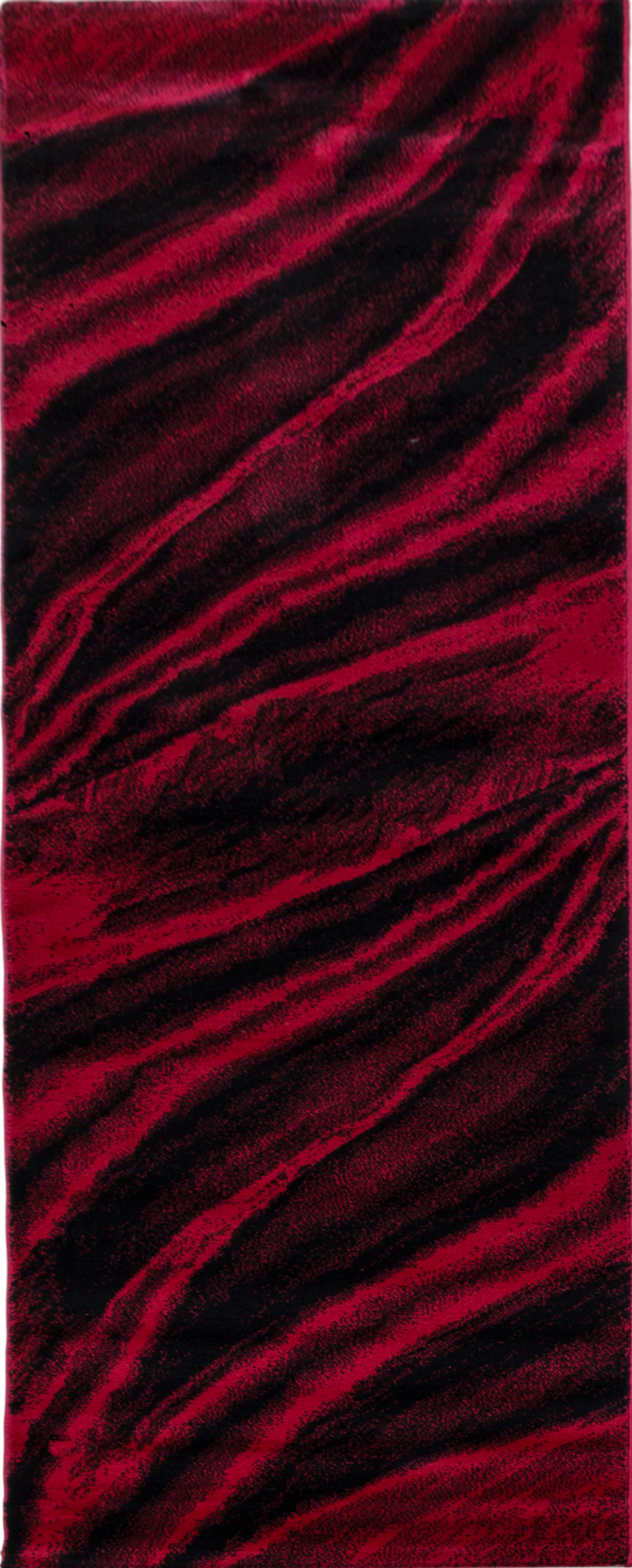 Abstract Brush Stroke Wave Rug | Red